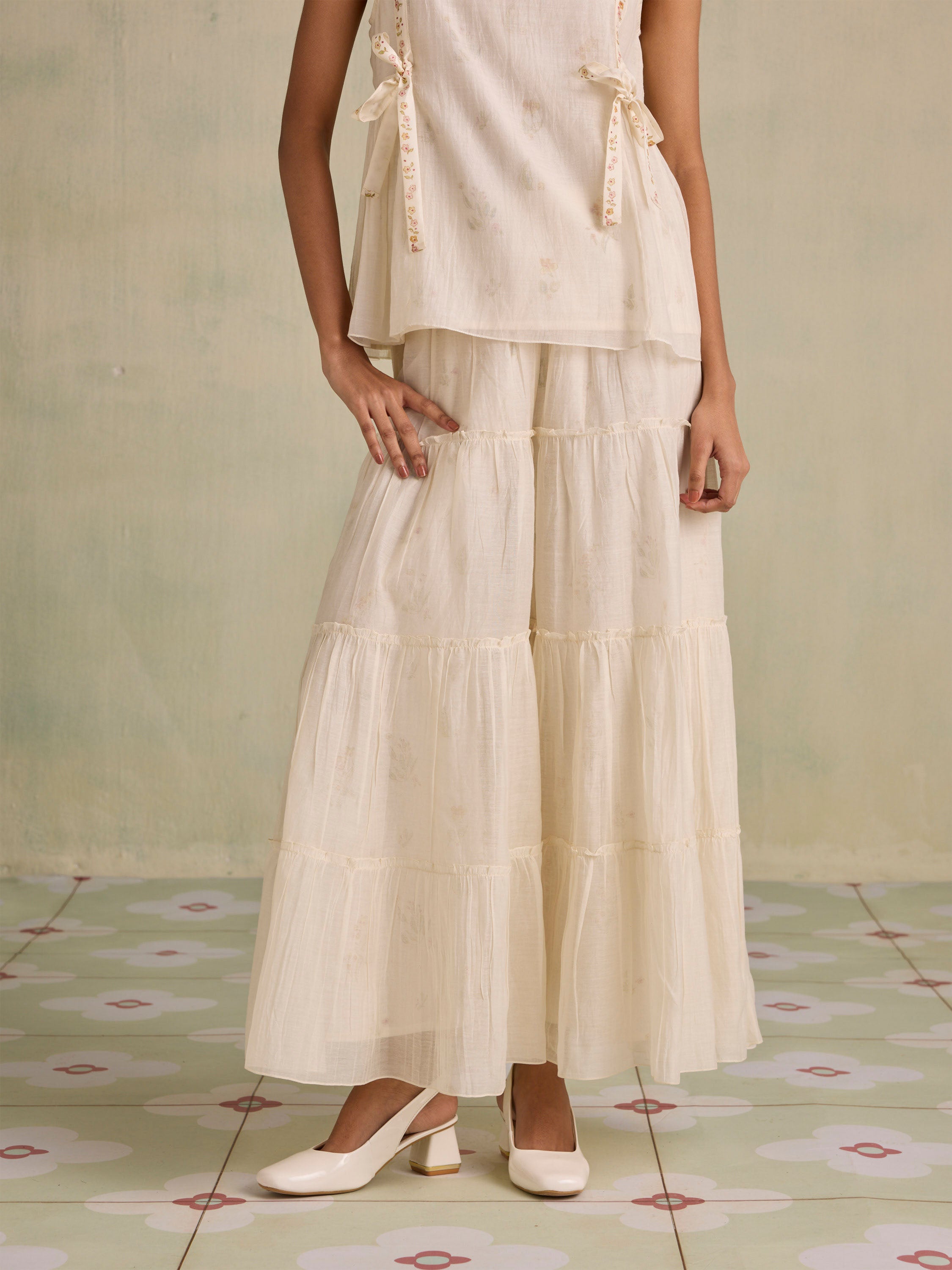 Gilded Petal Flared Pants