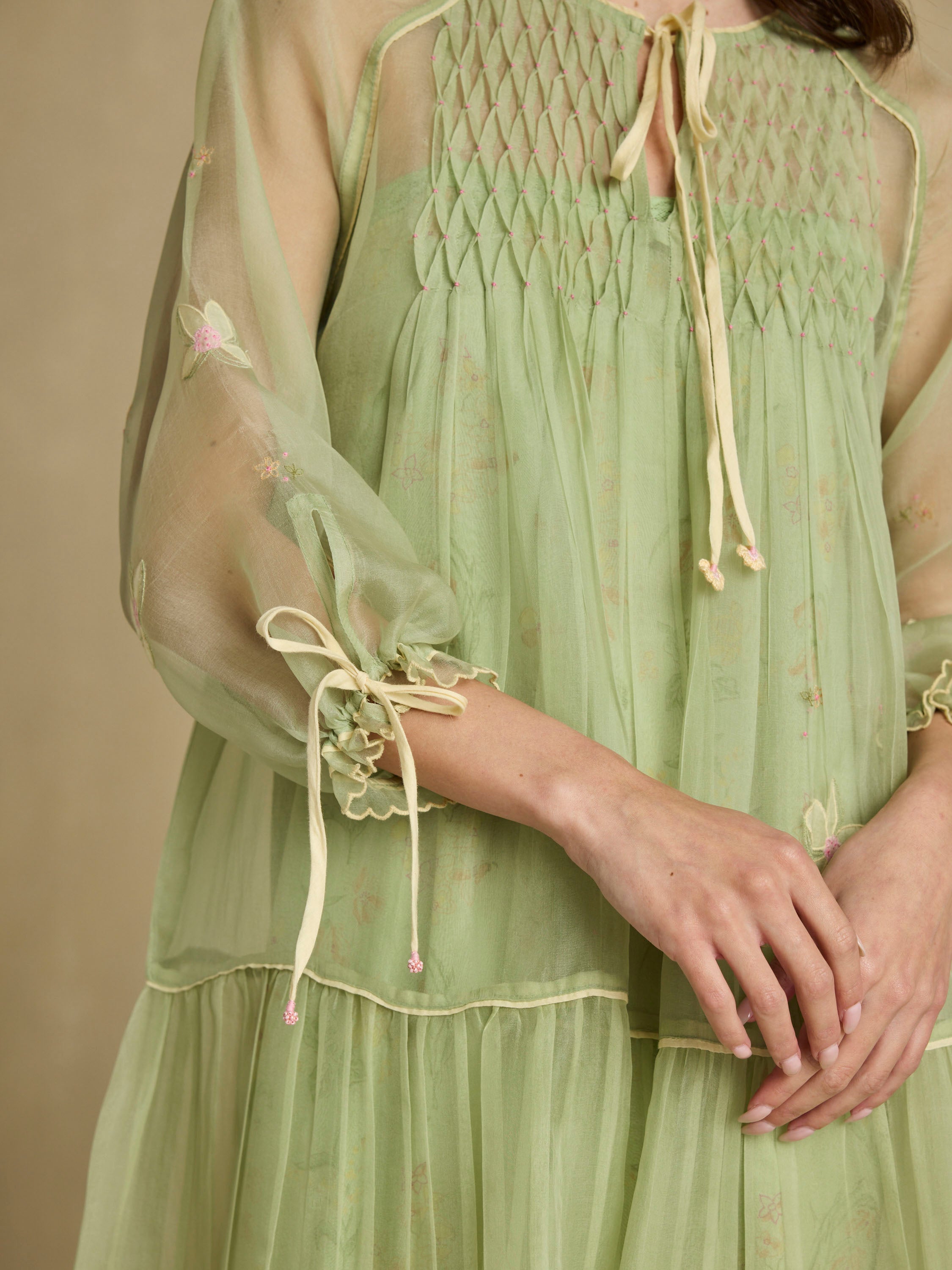 Pressed Leaves Tier Dress