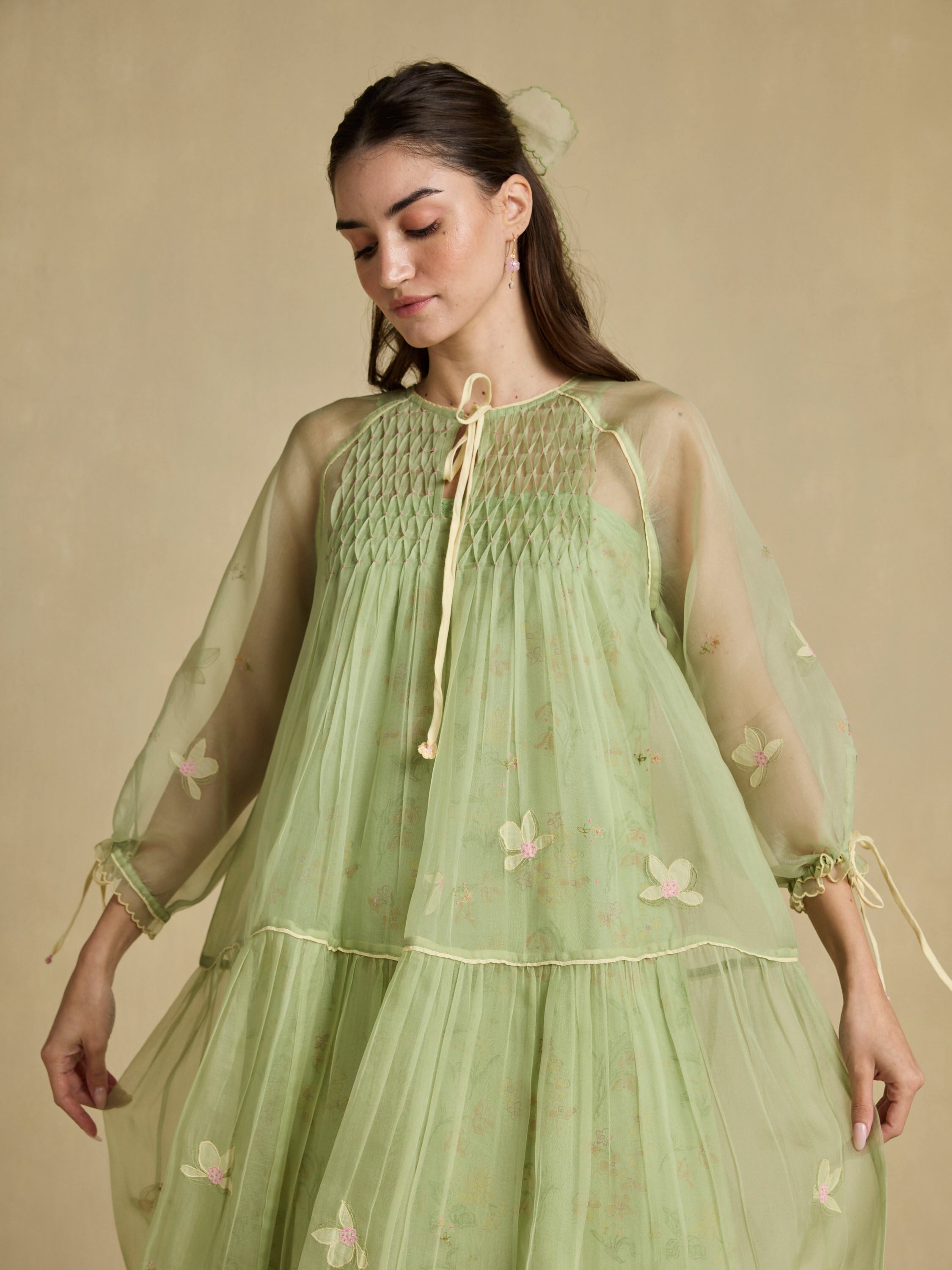 Pressed Leaves Tier Dress