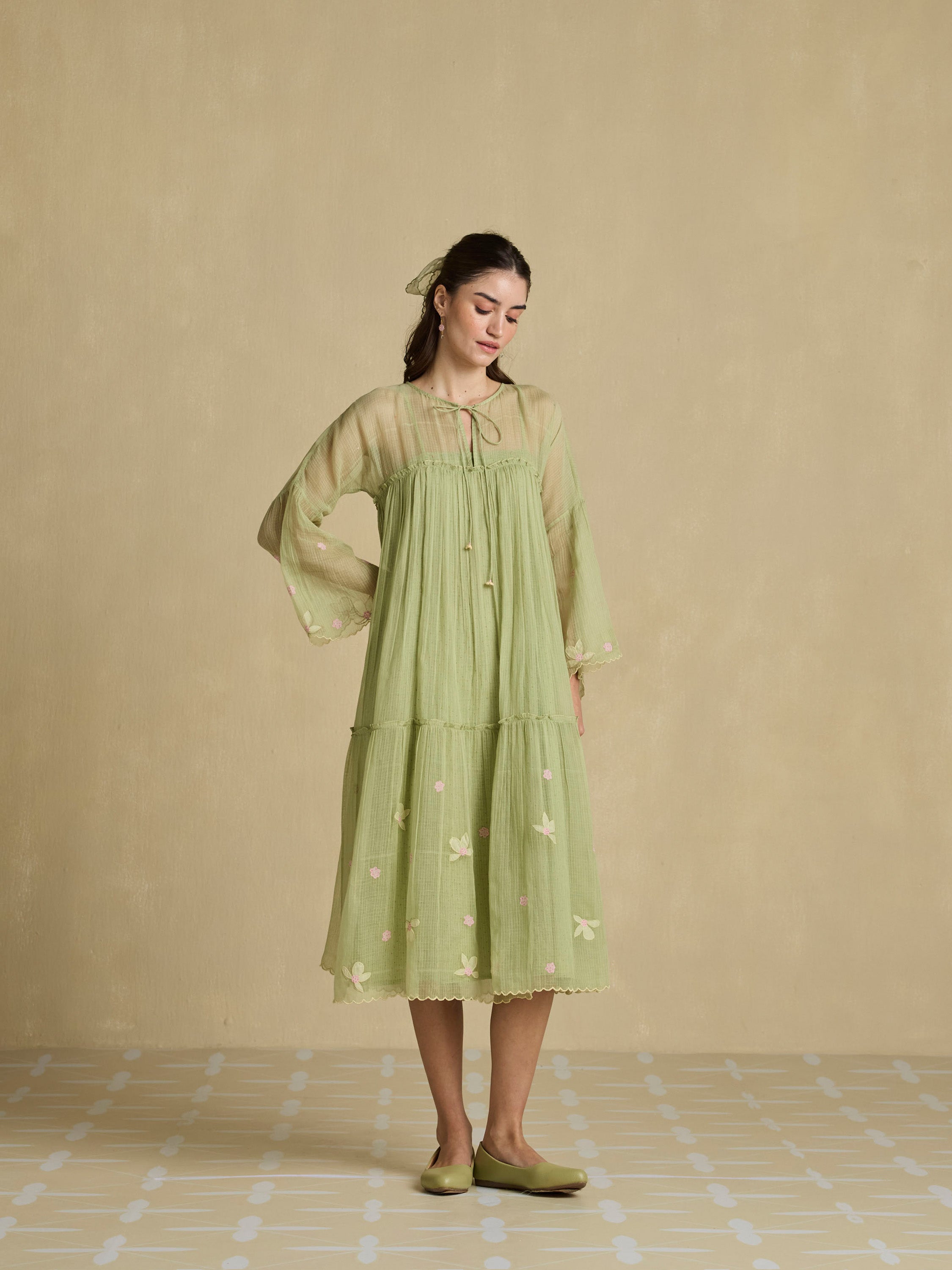 Stitched Slowly Sheer Dress