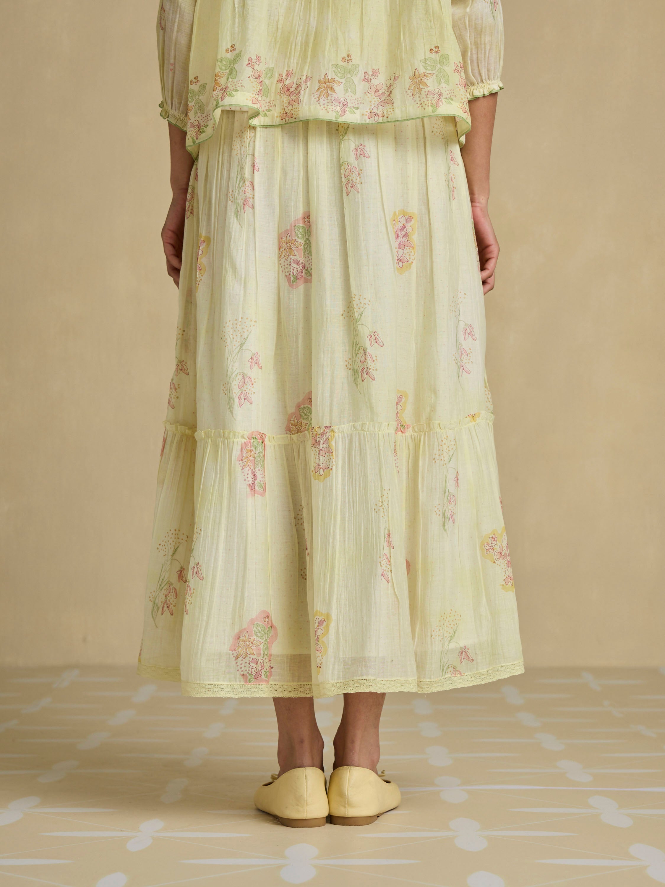 Sun Dyed Floral Skirt