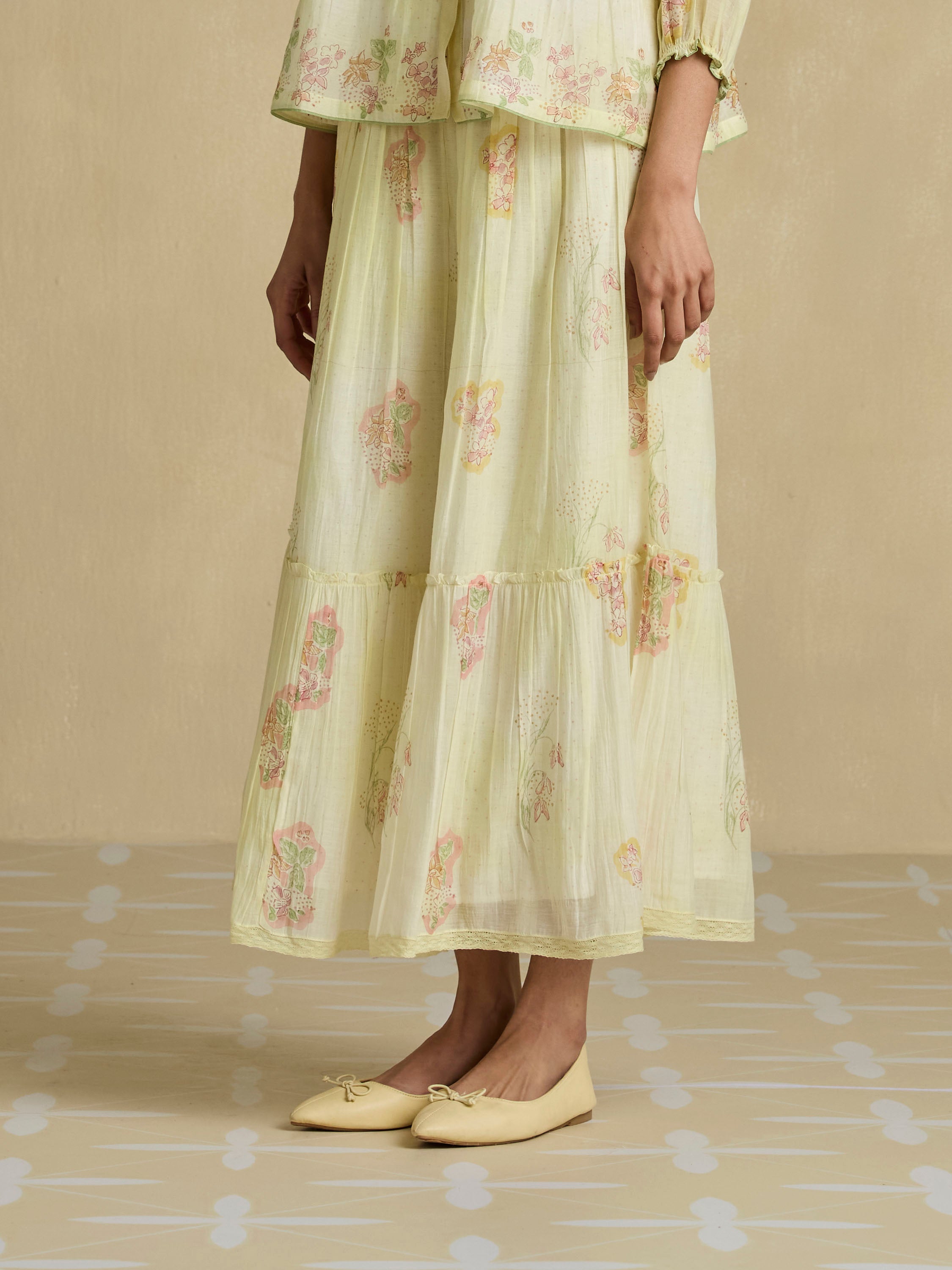 Sun Dyed Floral Skirt