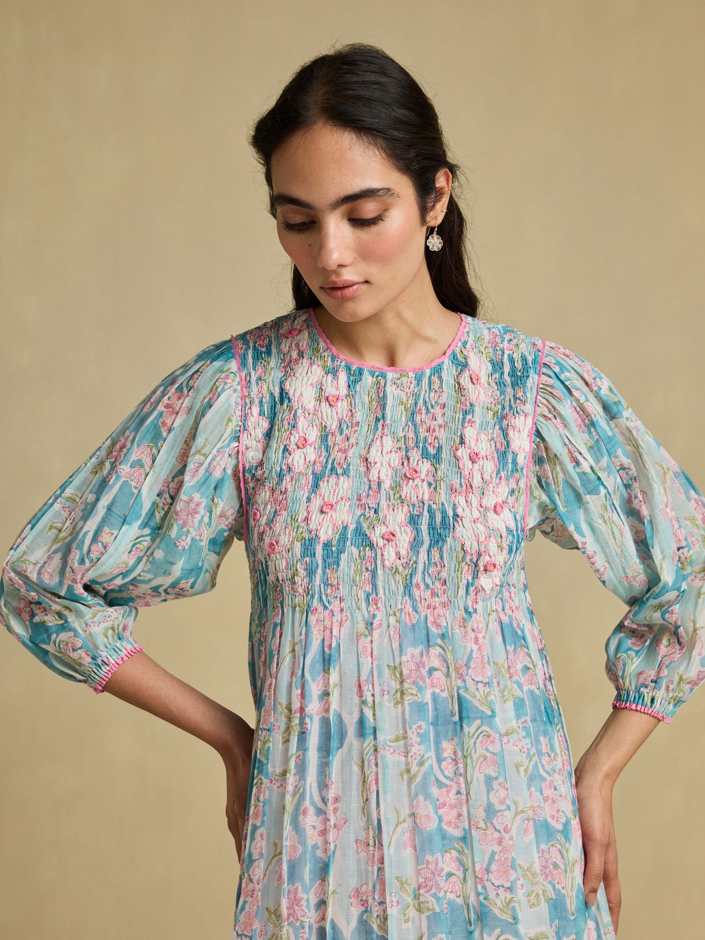 Sweetly Embroidered Smock Dress