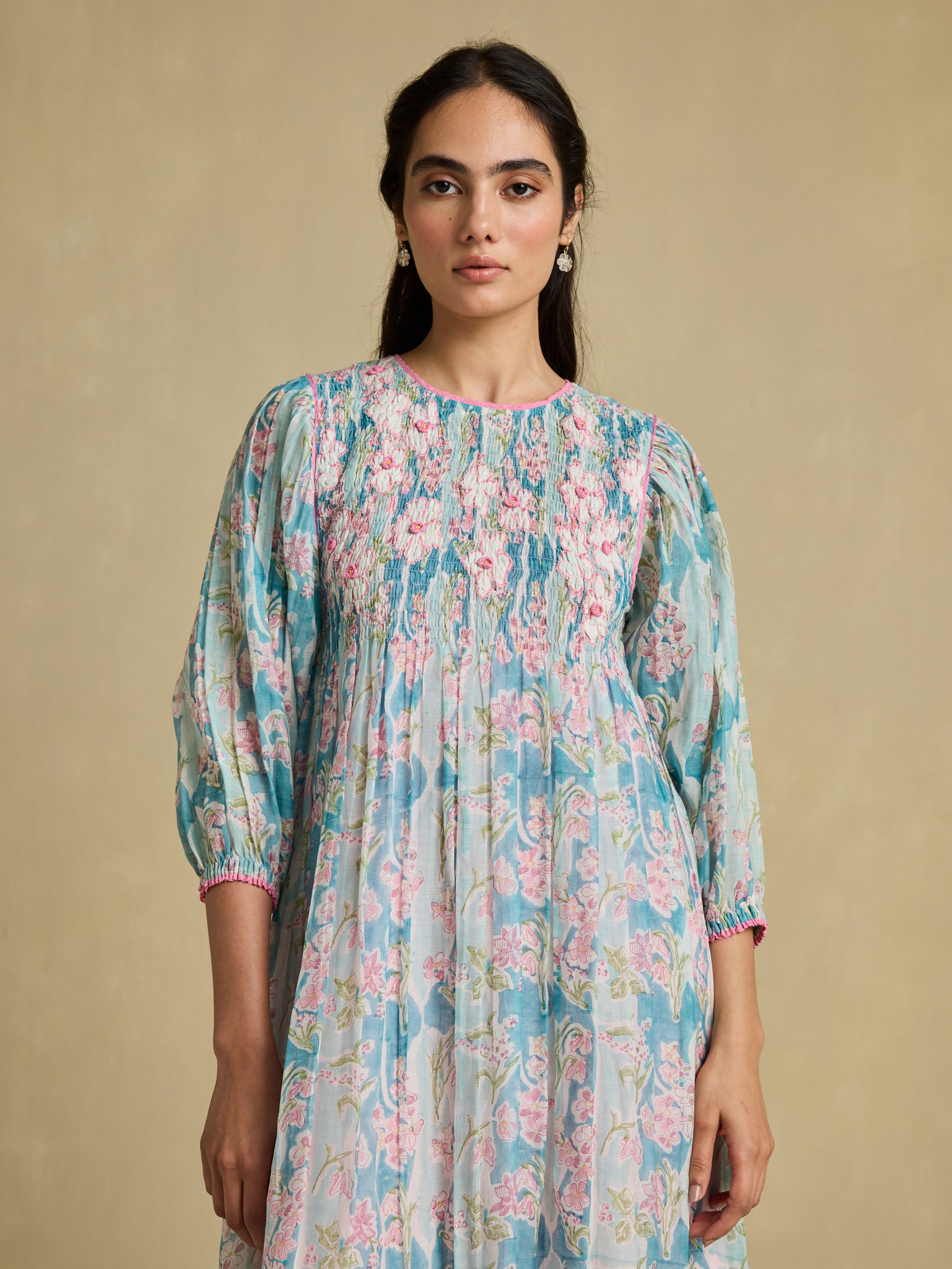 Sweetly Embroidered Smock Dress