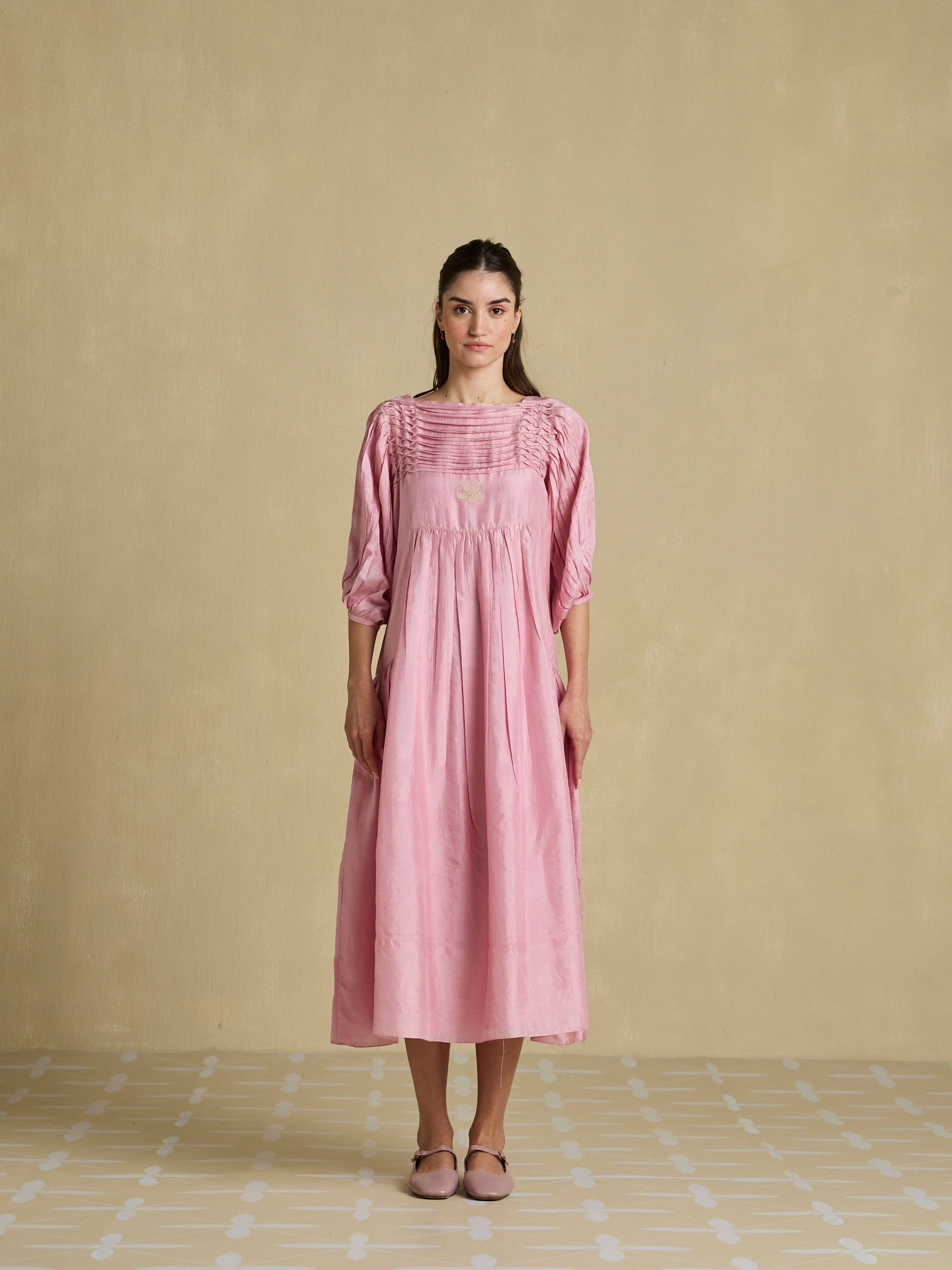 Pleated Gently Silk Dress