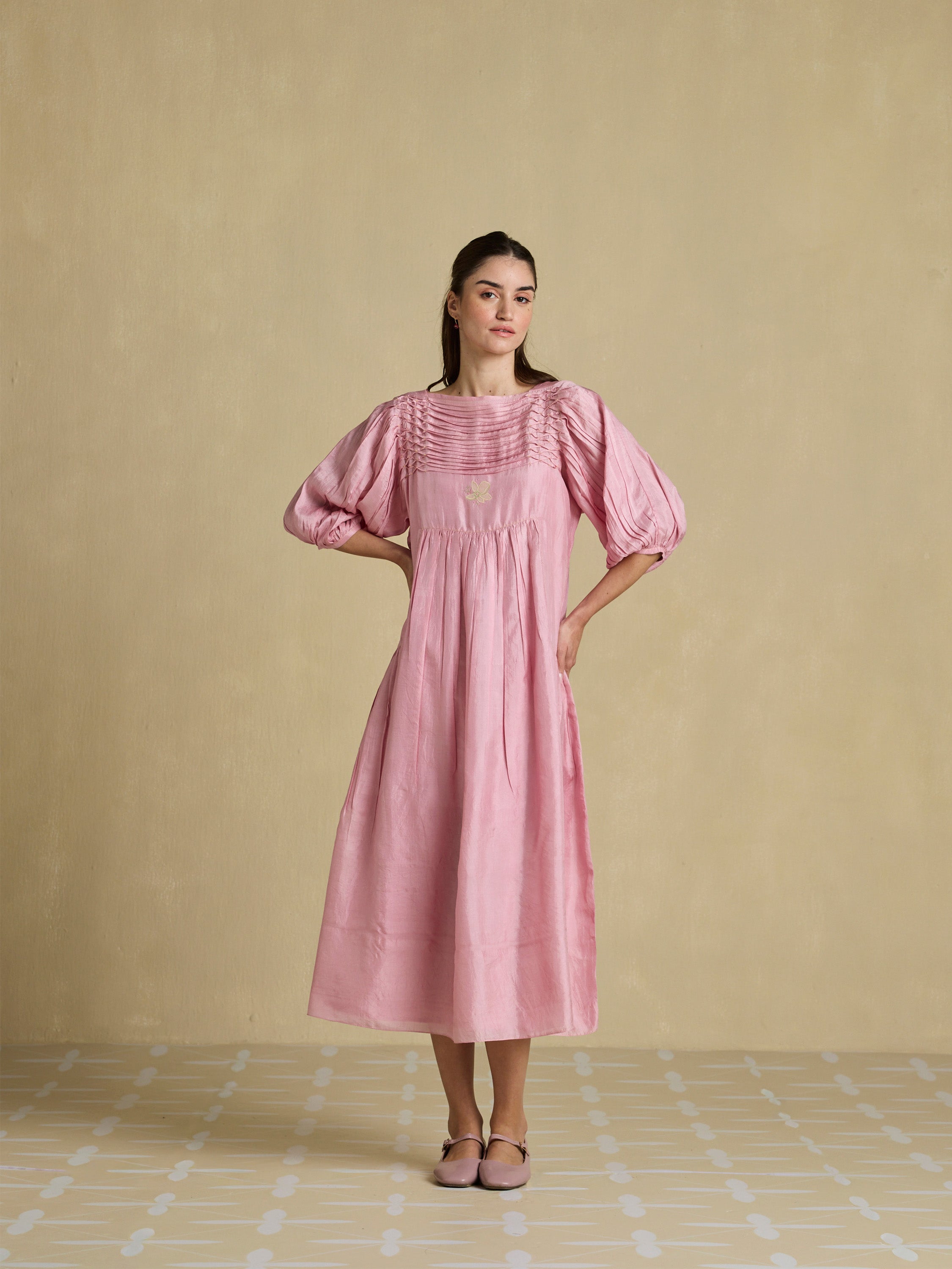 Pleated Gently Silk Dress