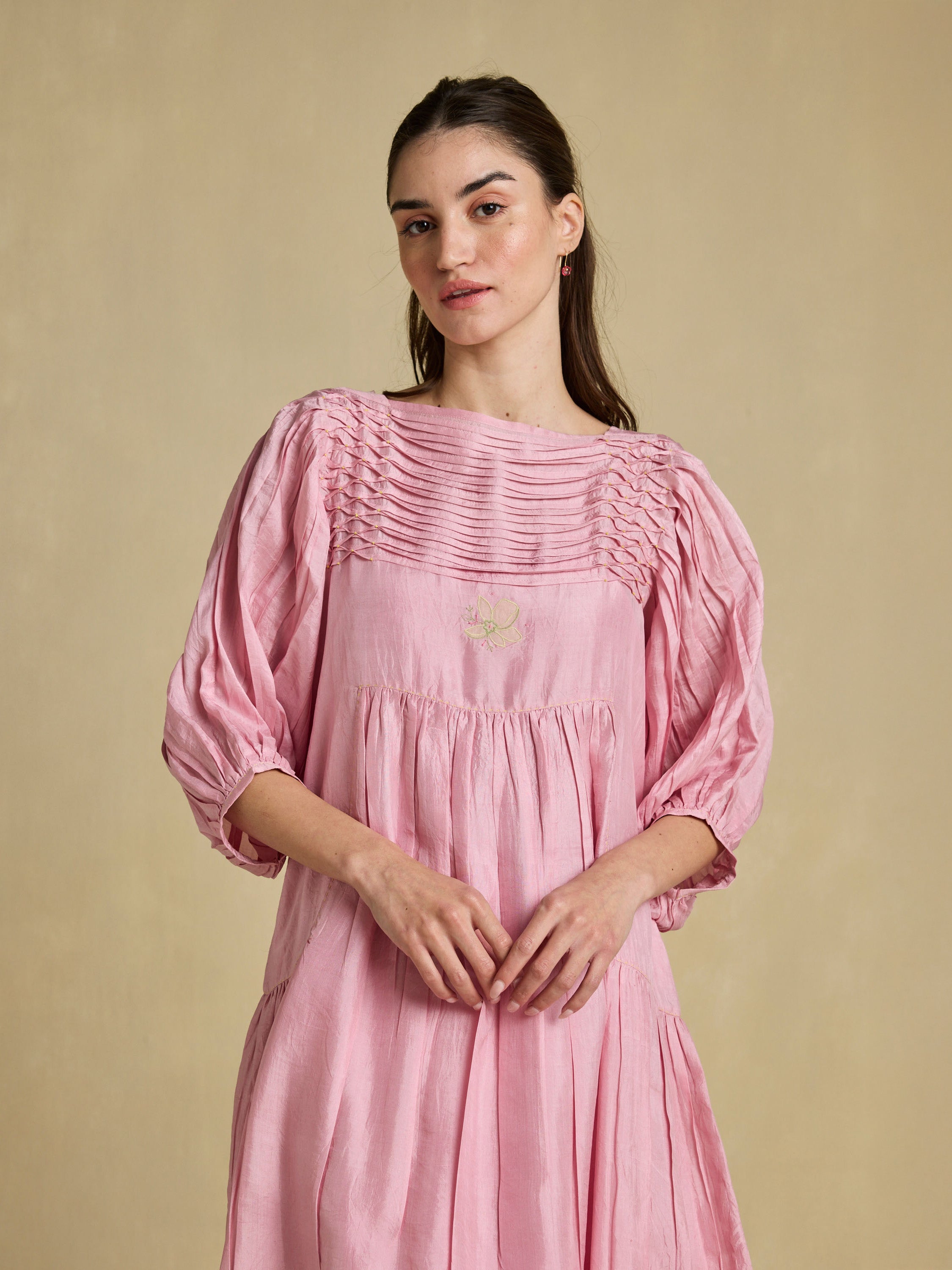 Pleated Gently Silk Dress