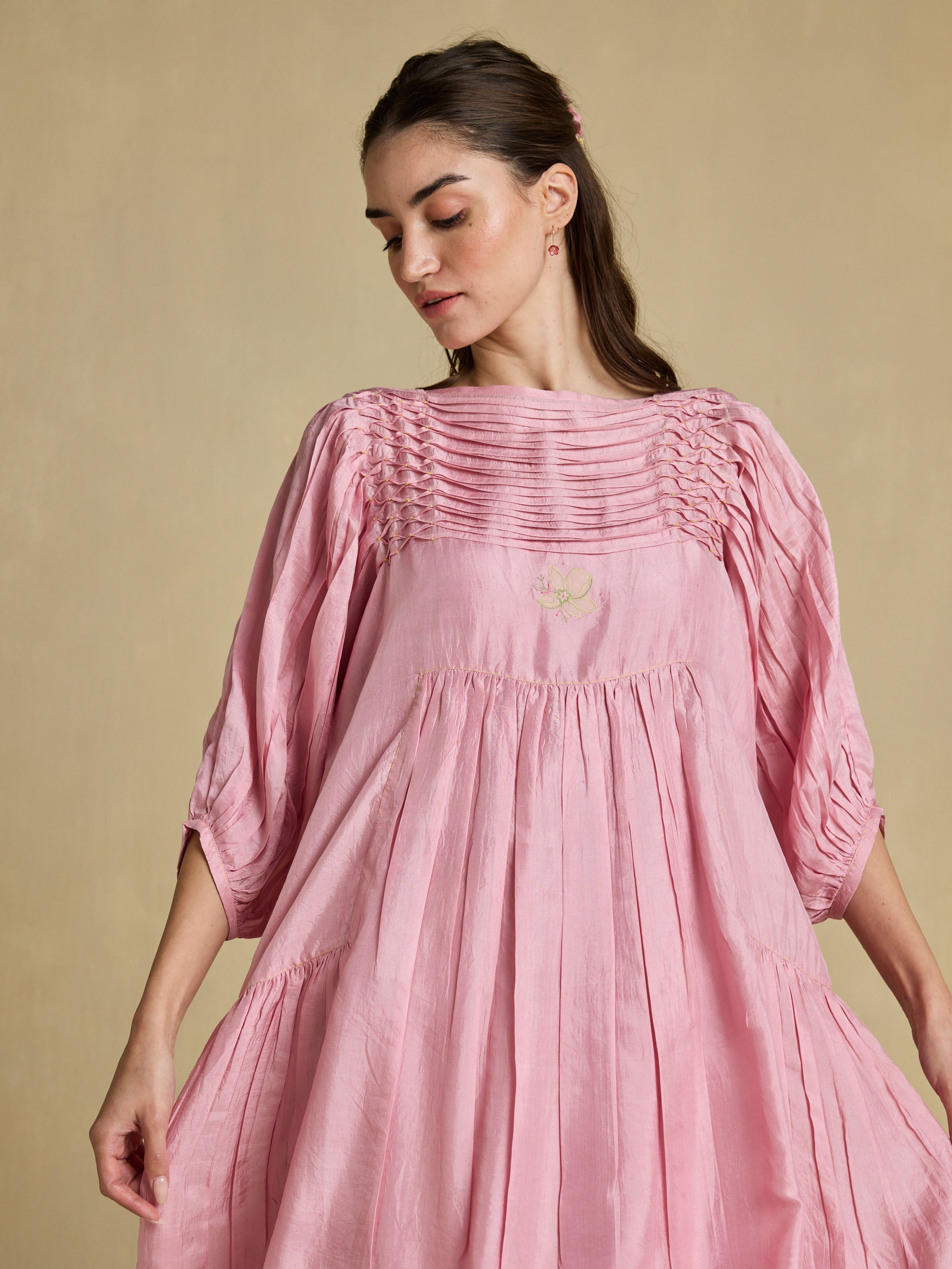 Pleated Gently Silk Dress