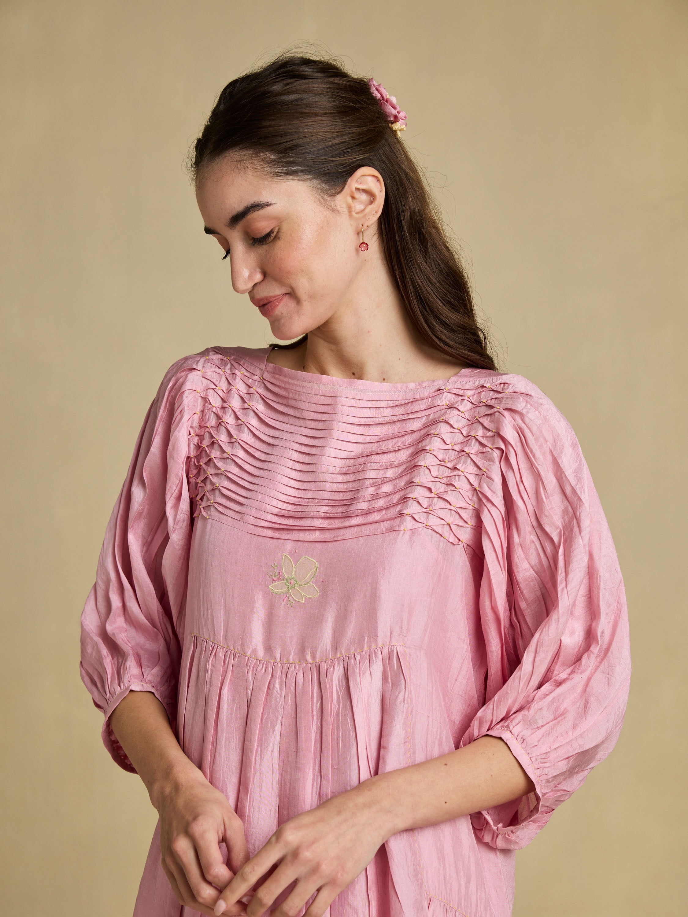 Pleated Gently Silk Dress