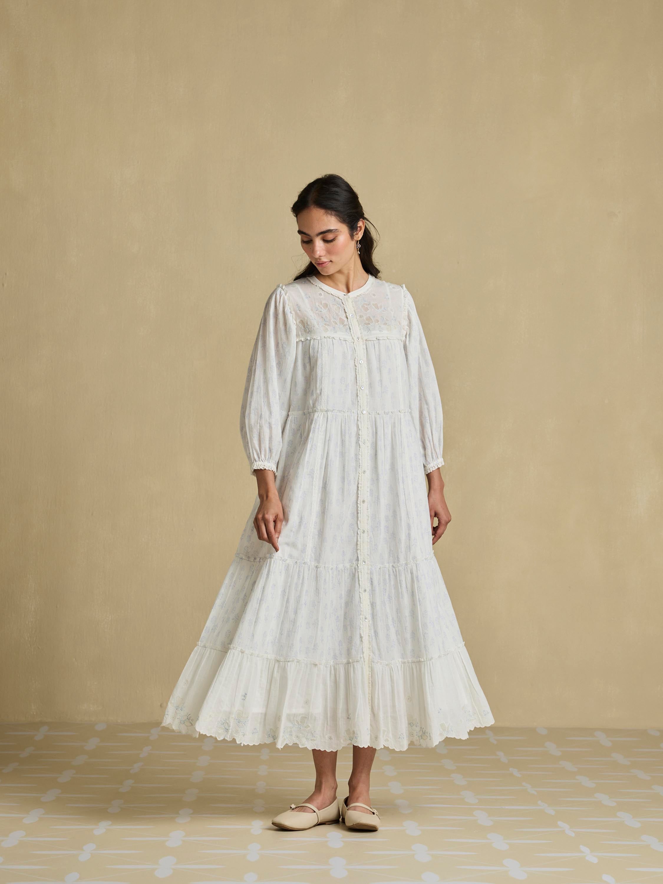 Tonal Calmness Cotton Midi Dress