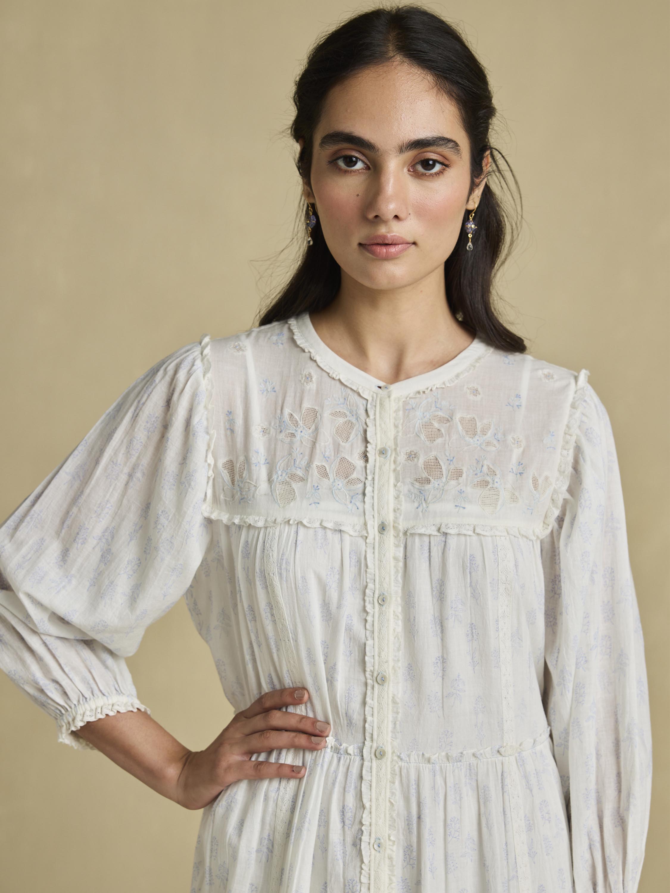 Tonal Calmness Cotton Midi Dress