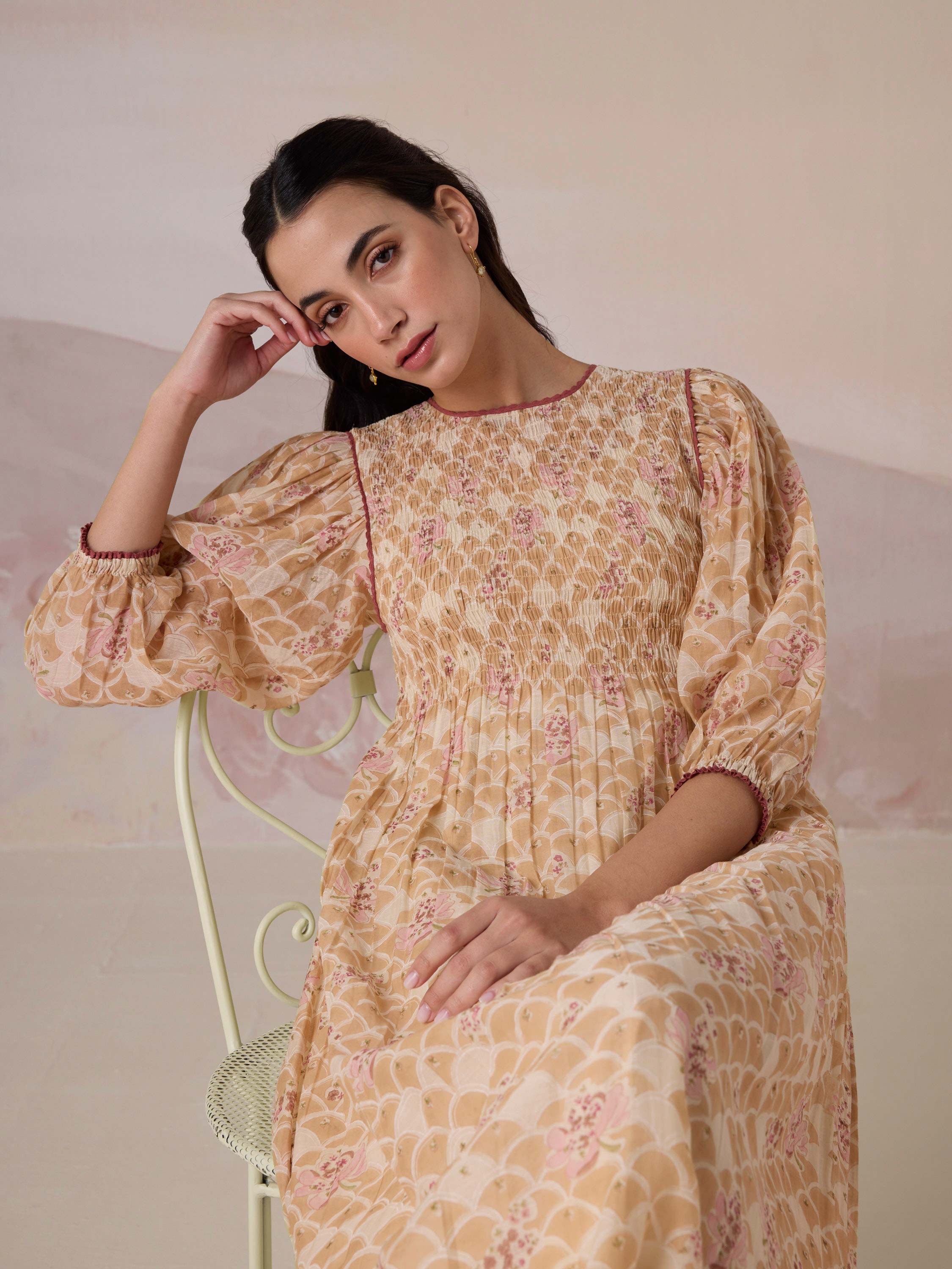 Orchard Apricot Smock Dress