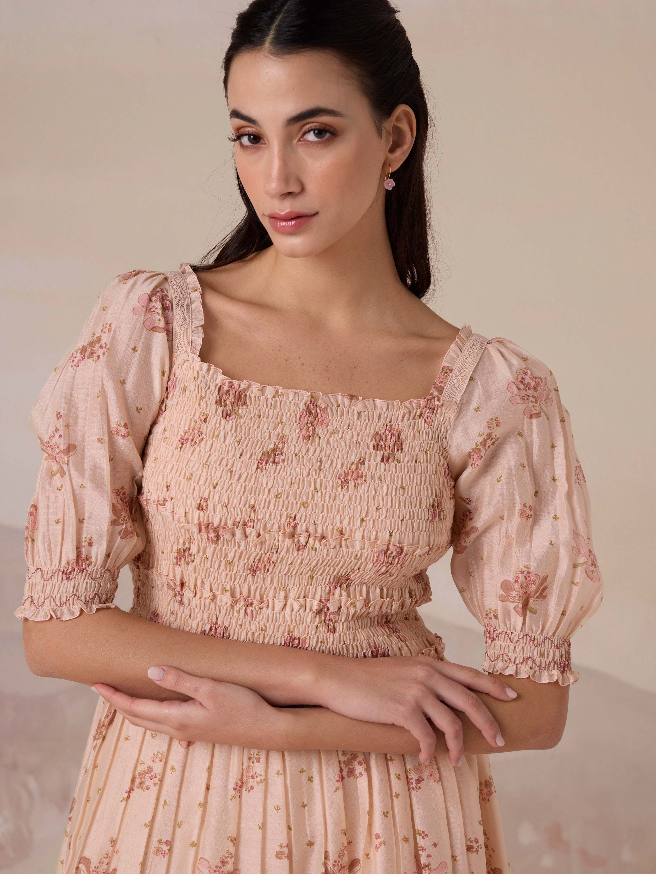 Midsummer Rose Smock Dress