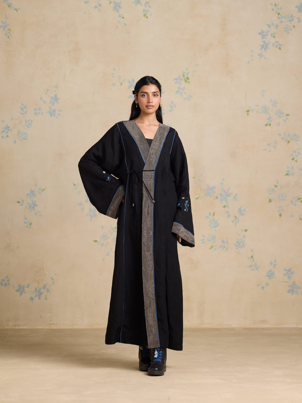Black Iris Linen Robe