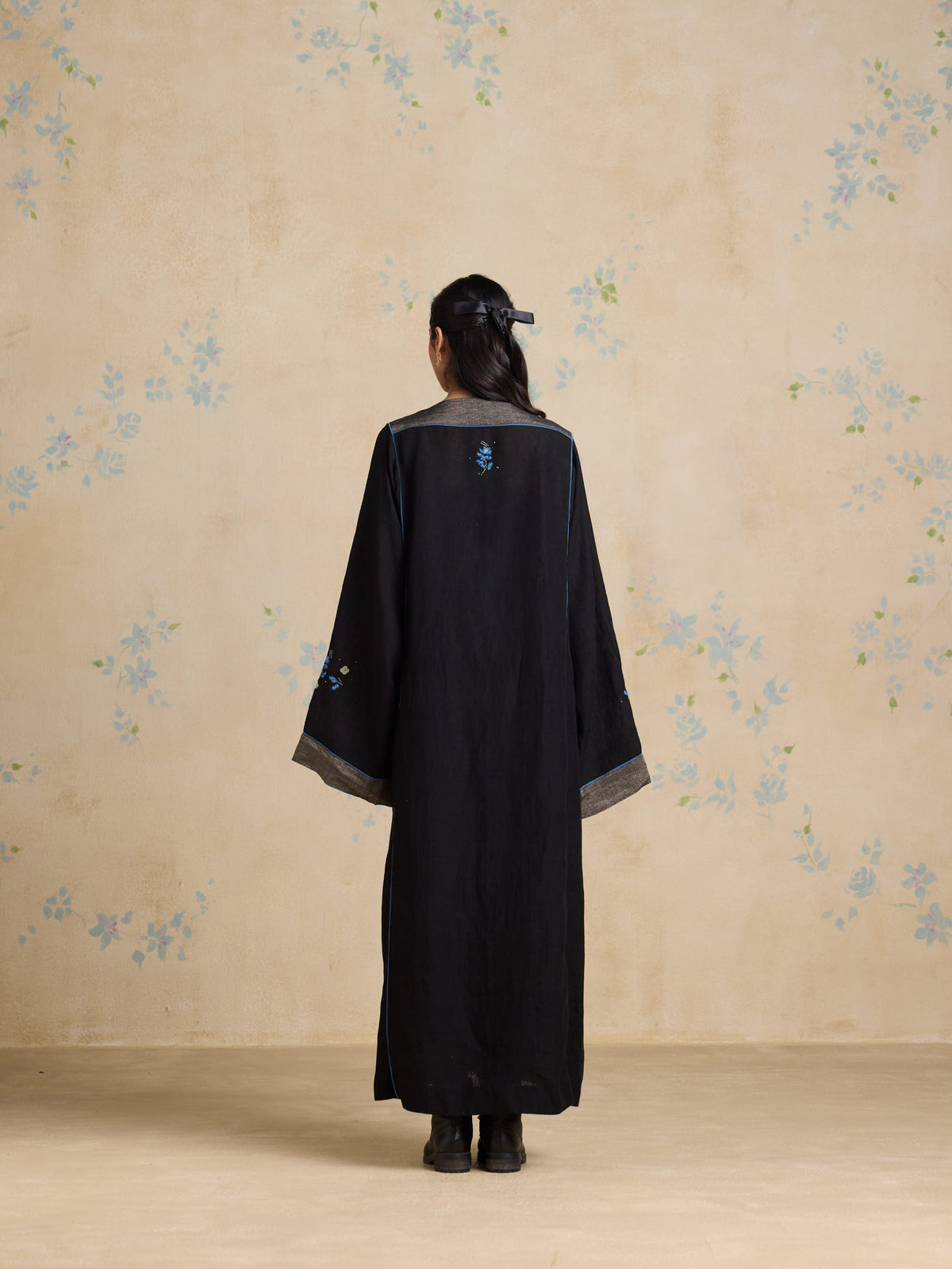 Black Iris Linen Robe