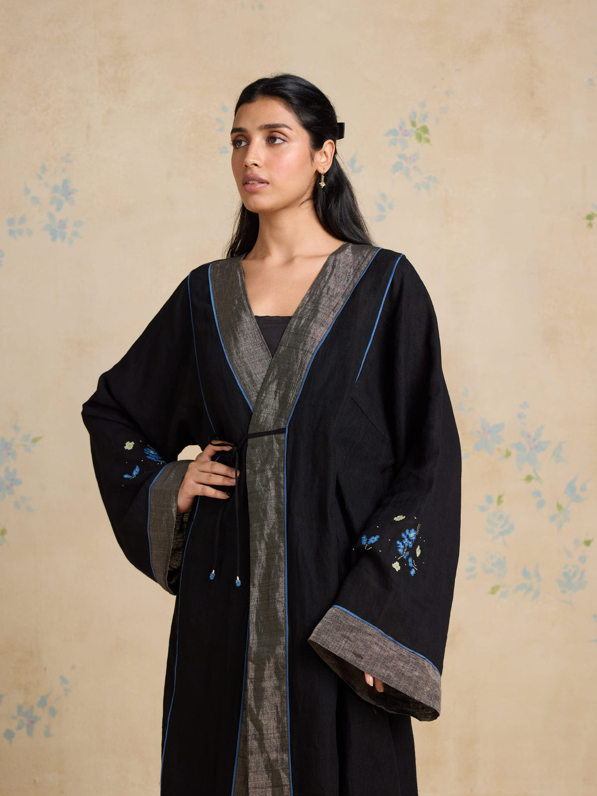 Black Iris Linen Robe