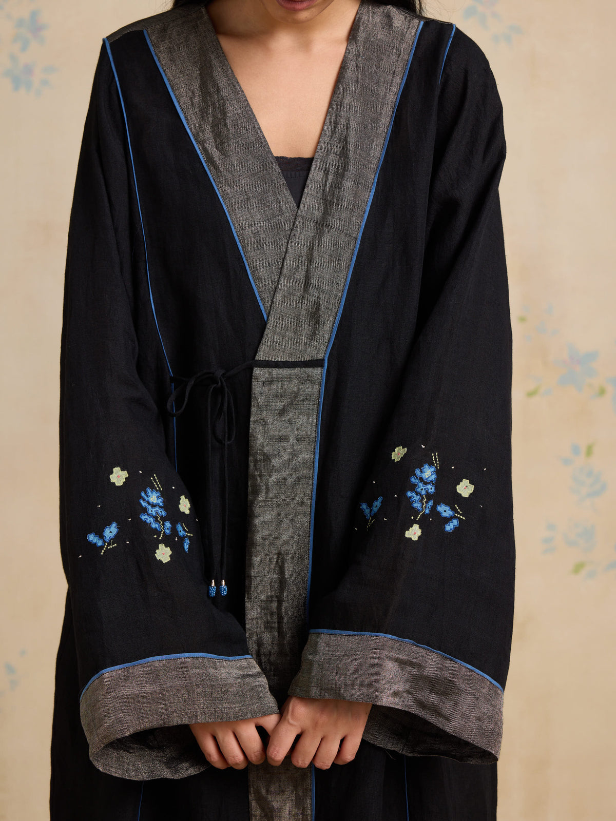 Black Iris Linen Robe