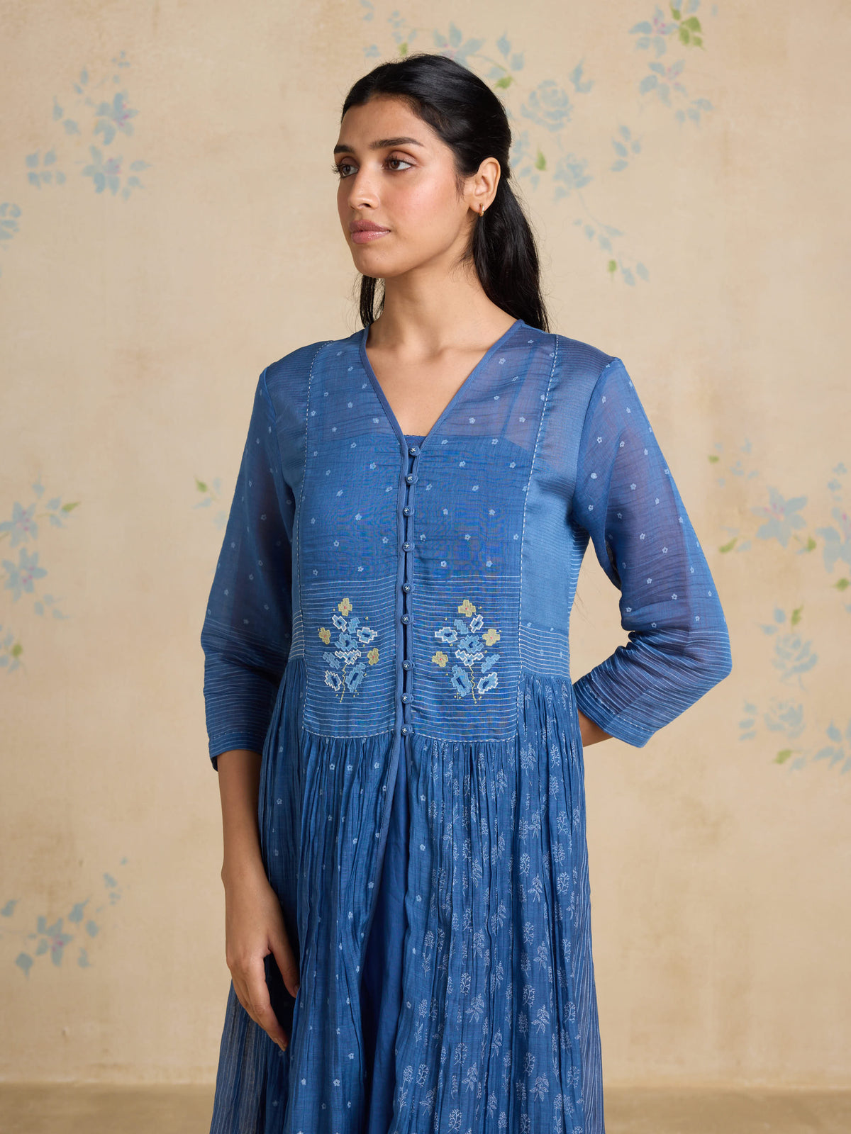 Indigo Folklore Midi Dress
