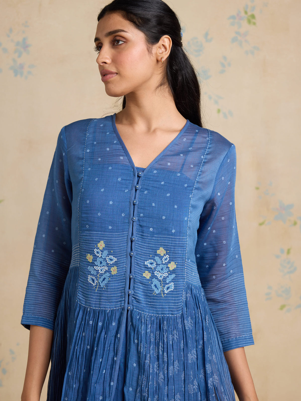 Indigo Folklore Midi Dress
