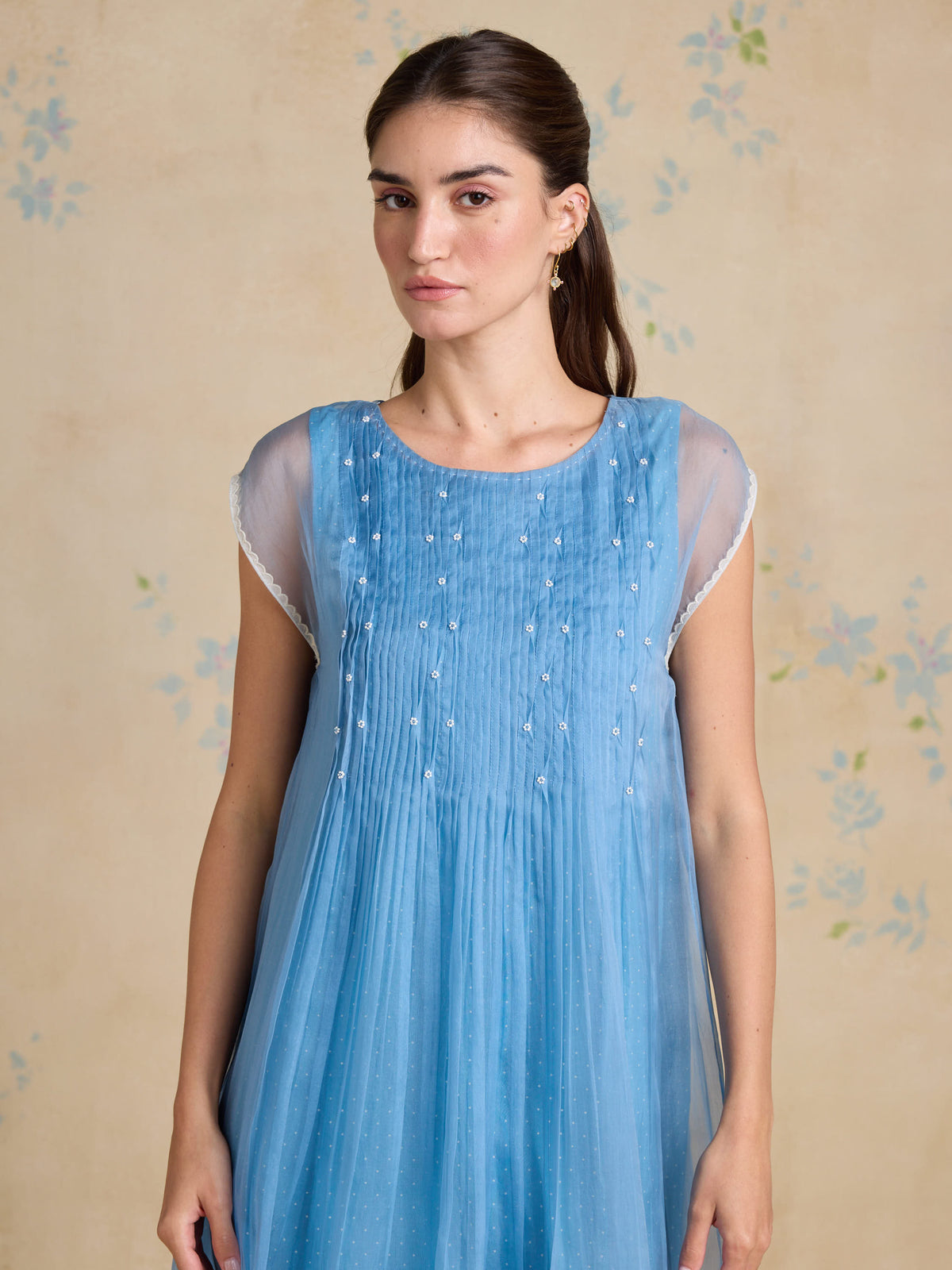Blue Poppy A-Line Dress