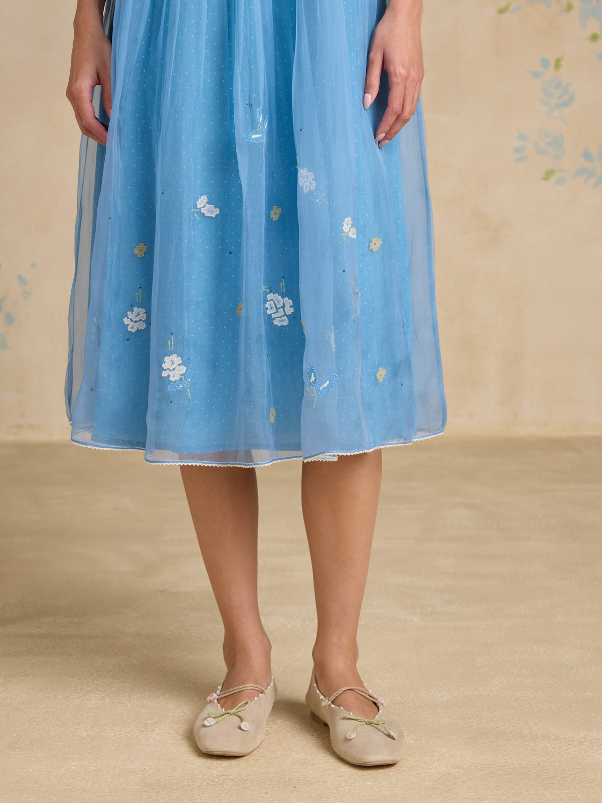 Blue Poppy A-Line Dress