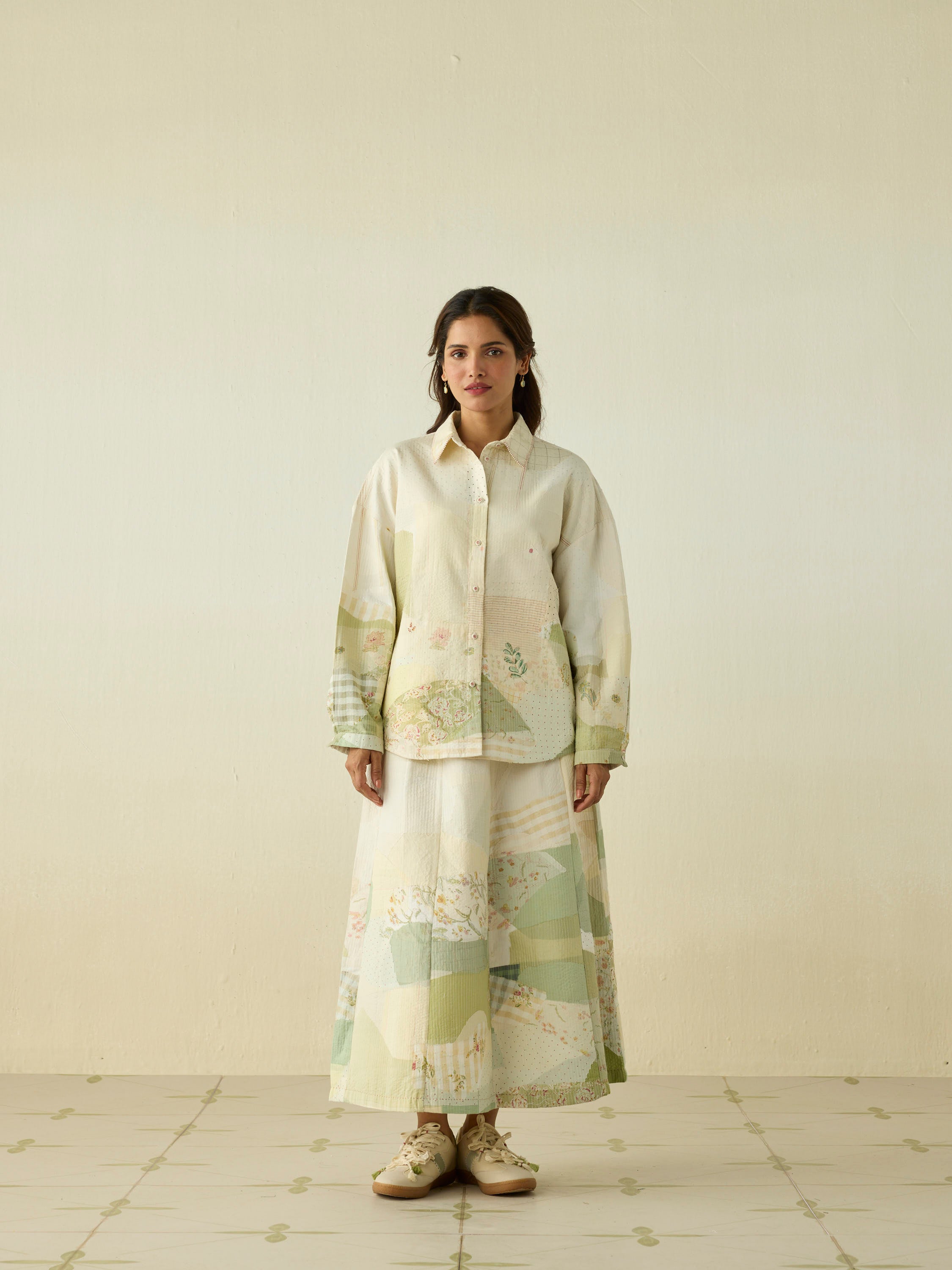 Pastoral Patchwork Oversized Shirt