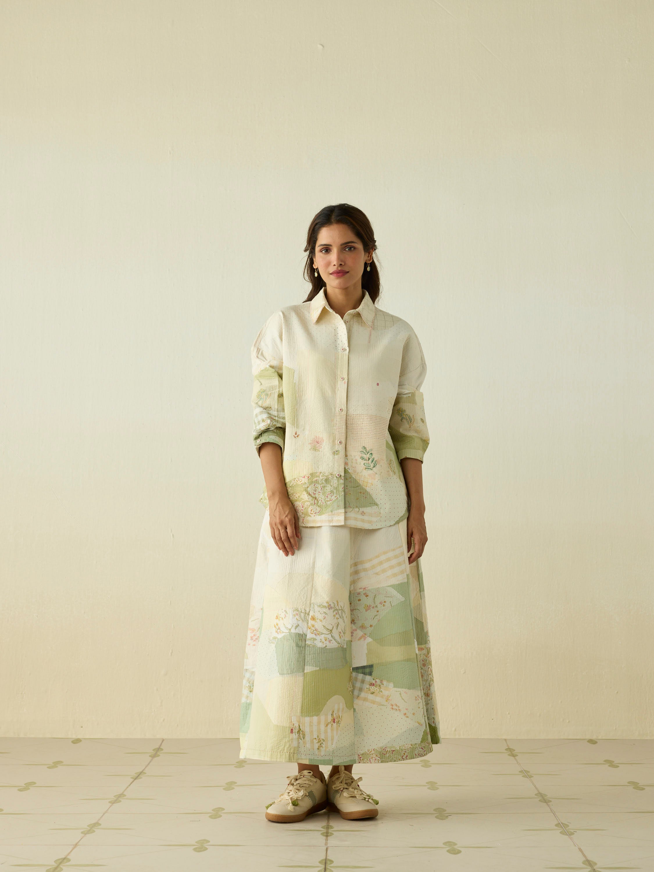 Pastoral Patchwork Oversized Shirt