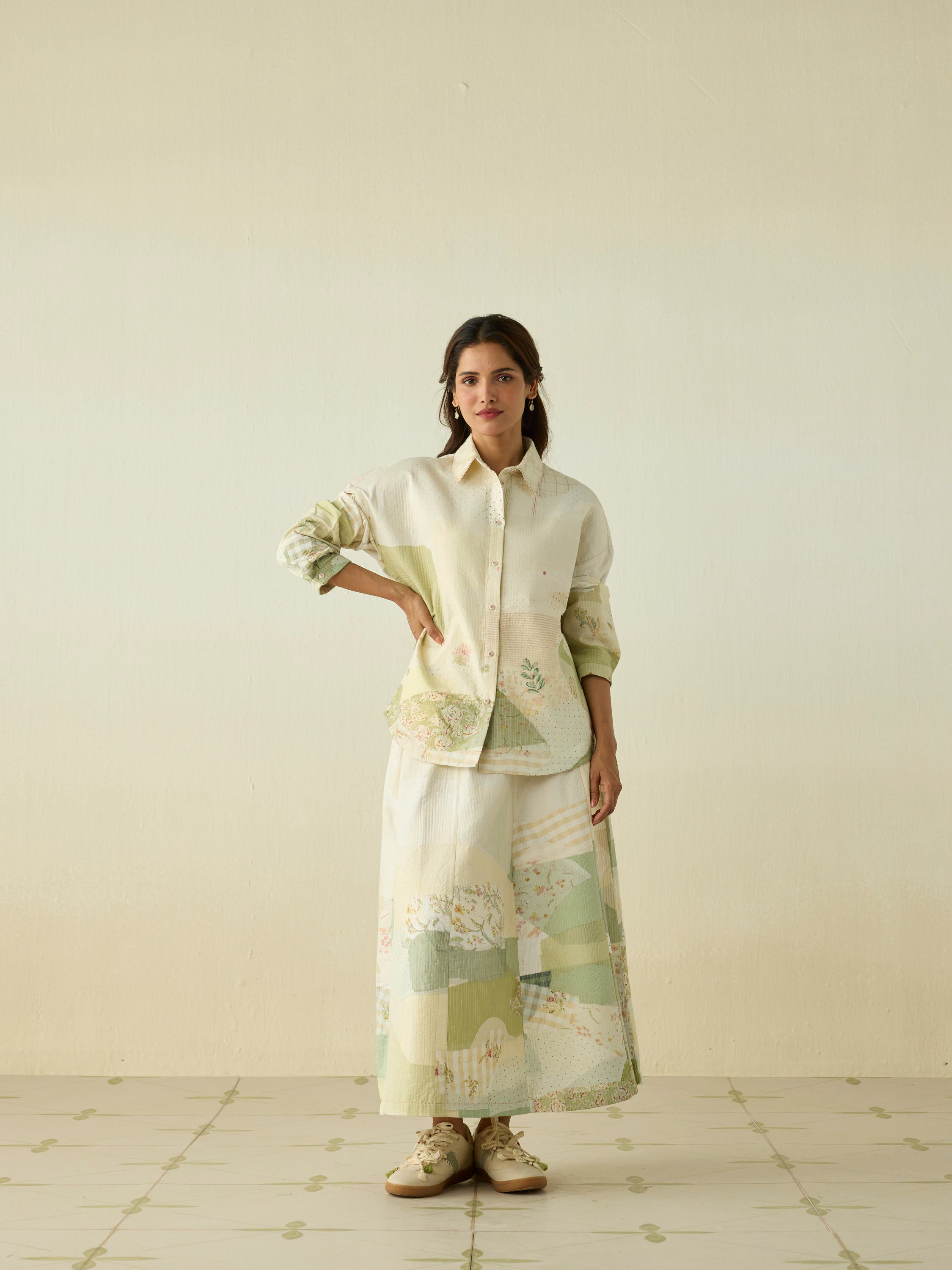 Pastoral Patchwork Oversized Shirt