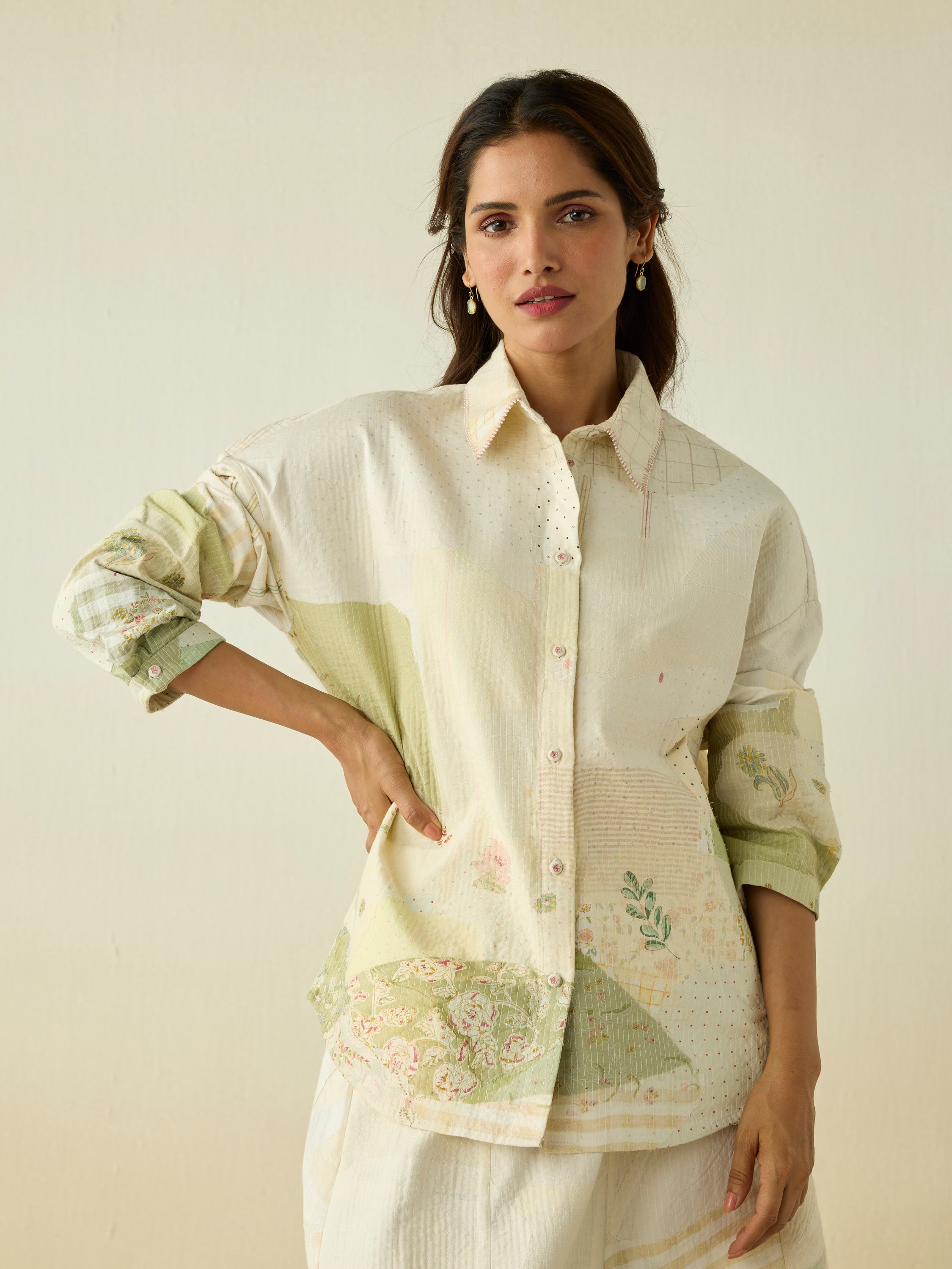 Pastoral Patchwork Oversized Shirt