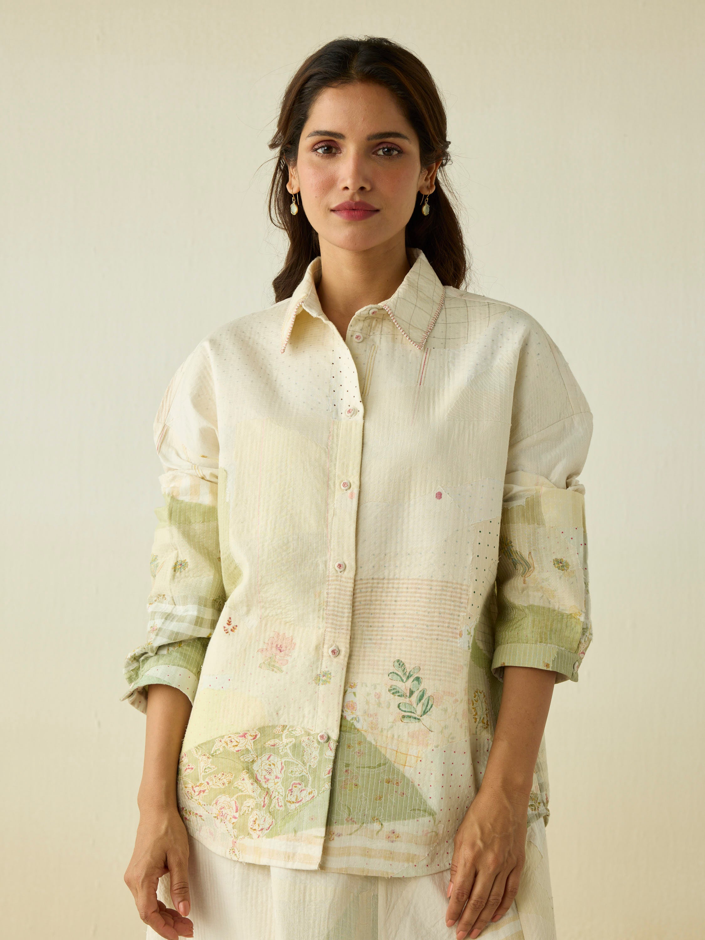 Pastoral Patchwork Oversized Shirt