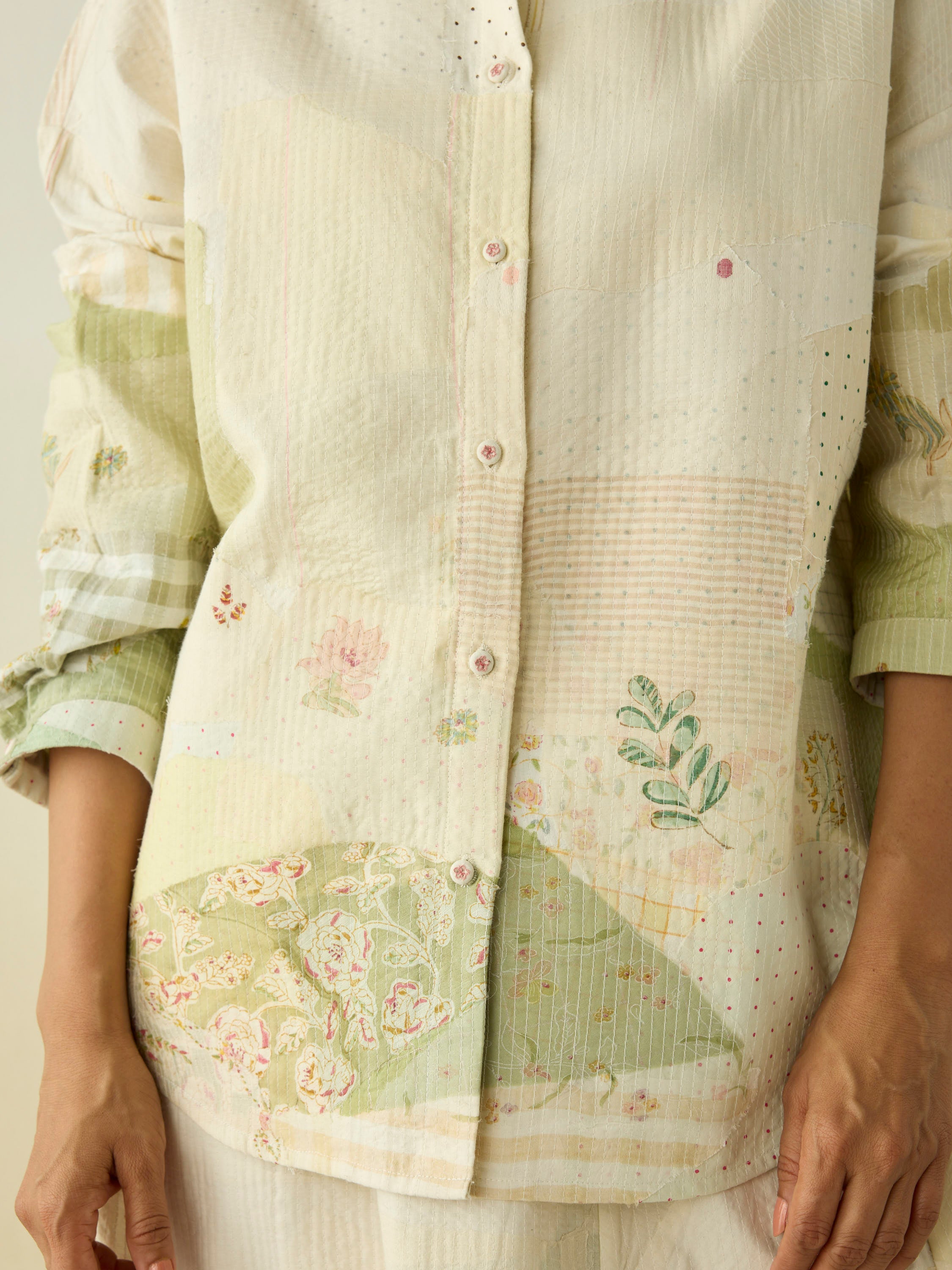 Pastoral Patchwork Oversized Shirt