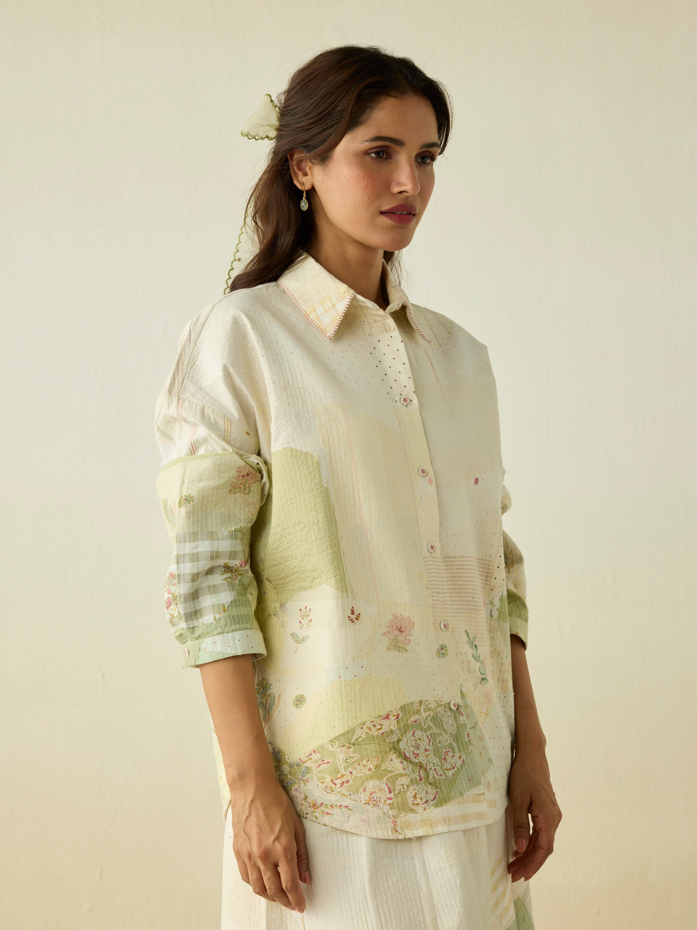 Pastoral Patchwork Oversized Shirt