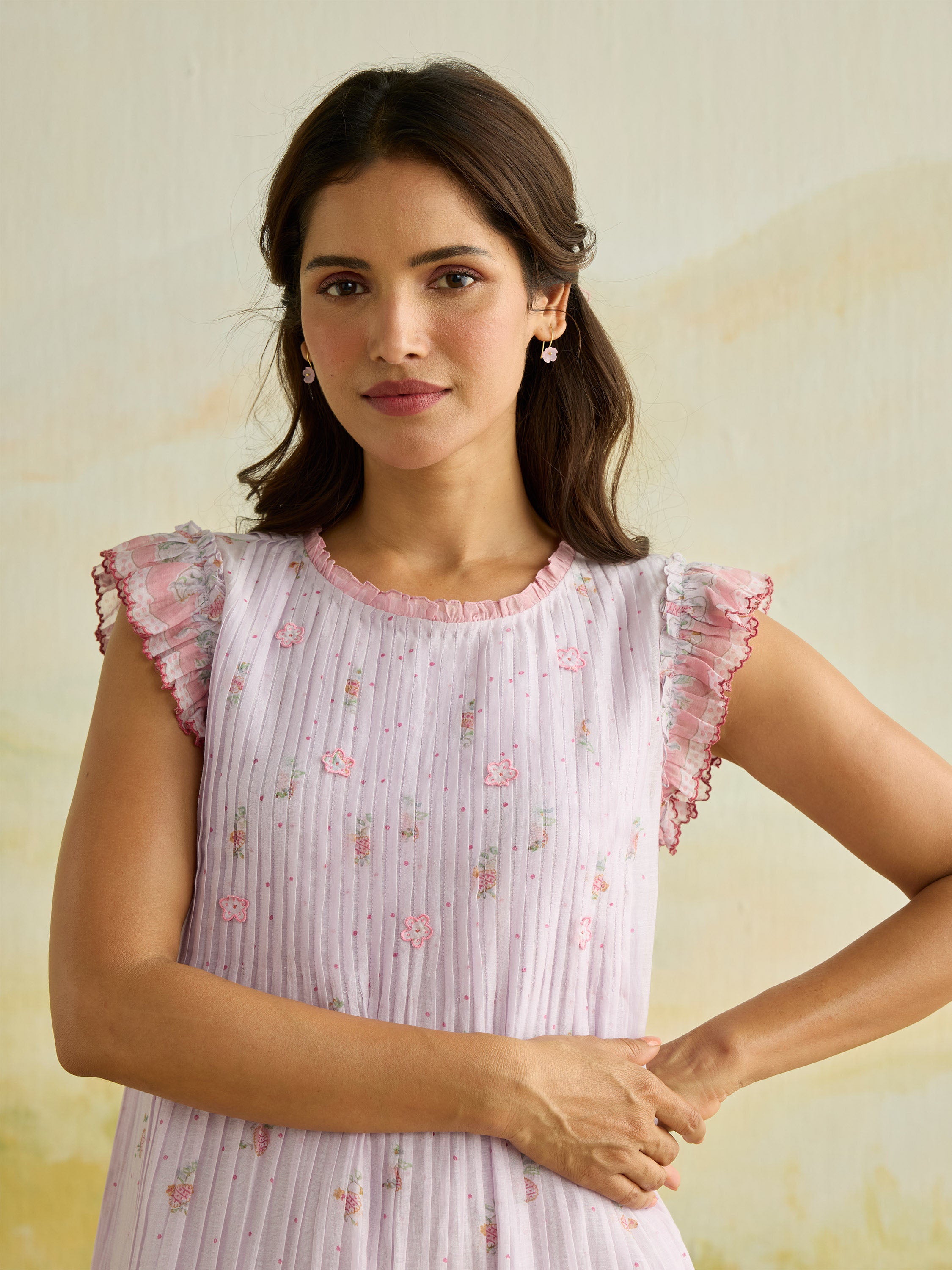 Petalglow Ruffle Midi Dress