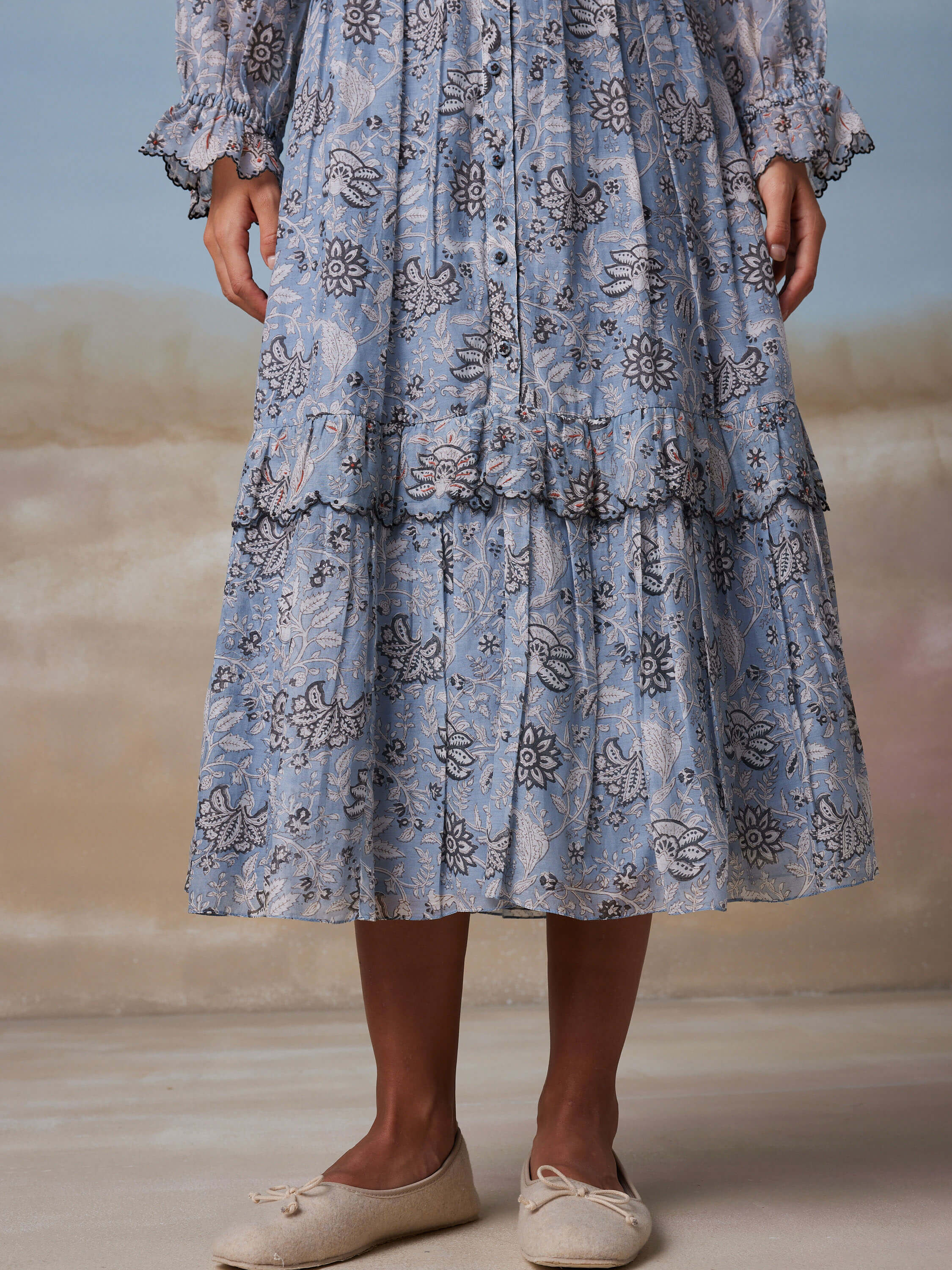 Blue Bird Peasant Dress - Image 10