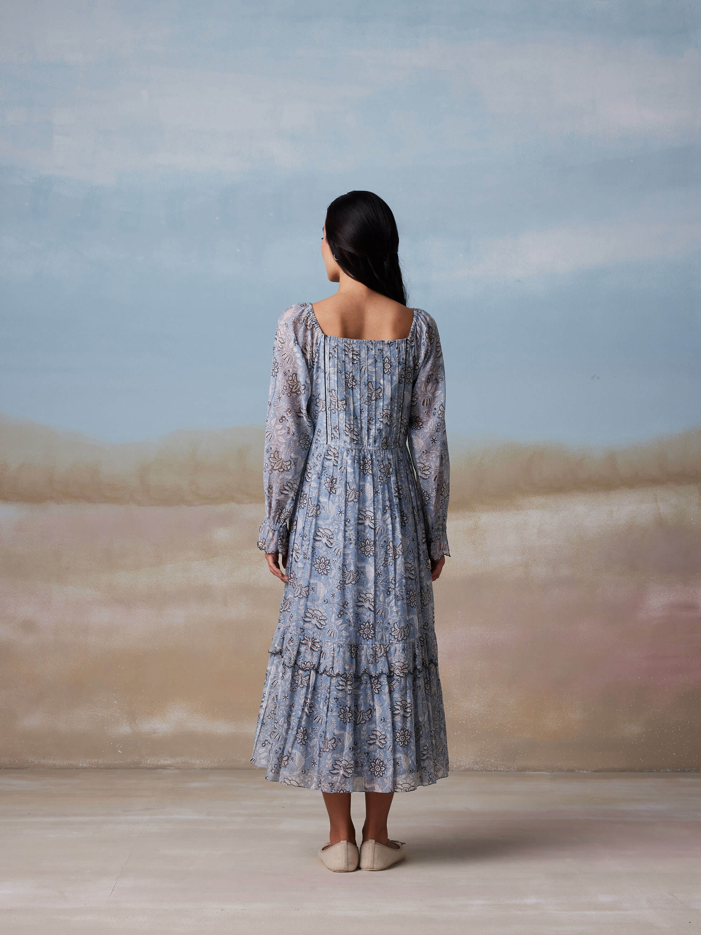 Blue Bird Peasant Dress - Image 4