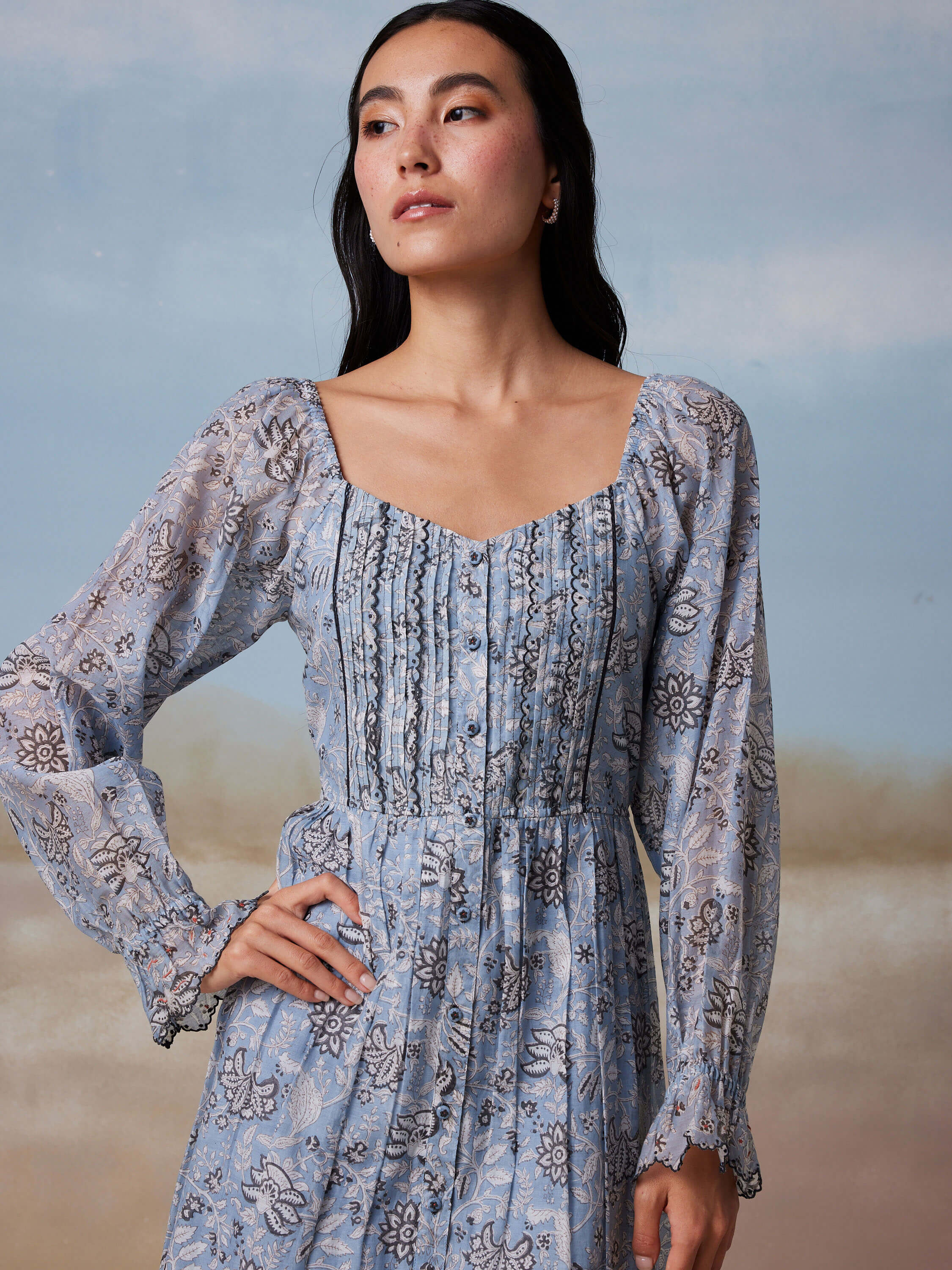Blue Bird Peasant Dress - Image 5