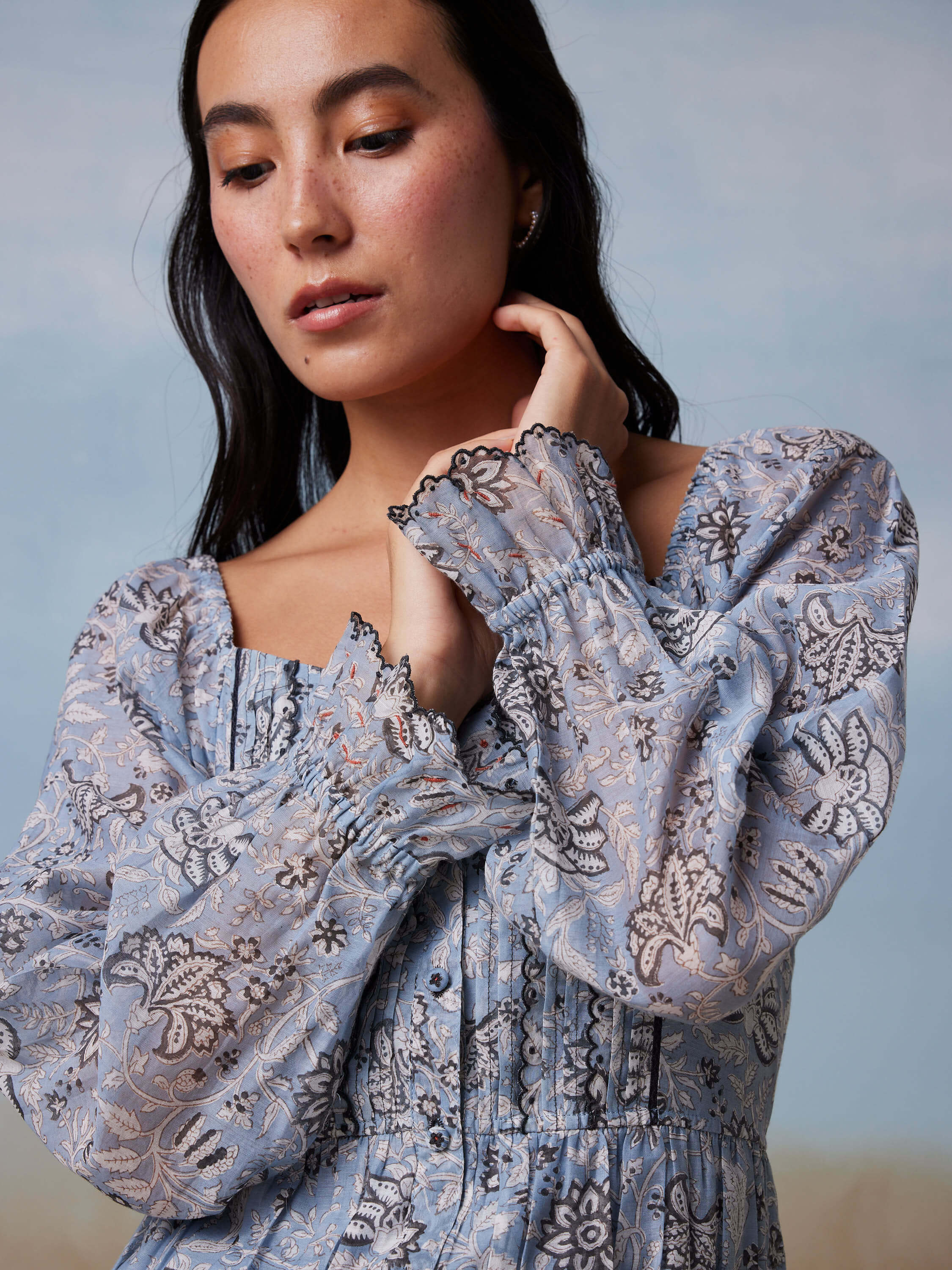 Blue Bird Peasant Dress - Image 6