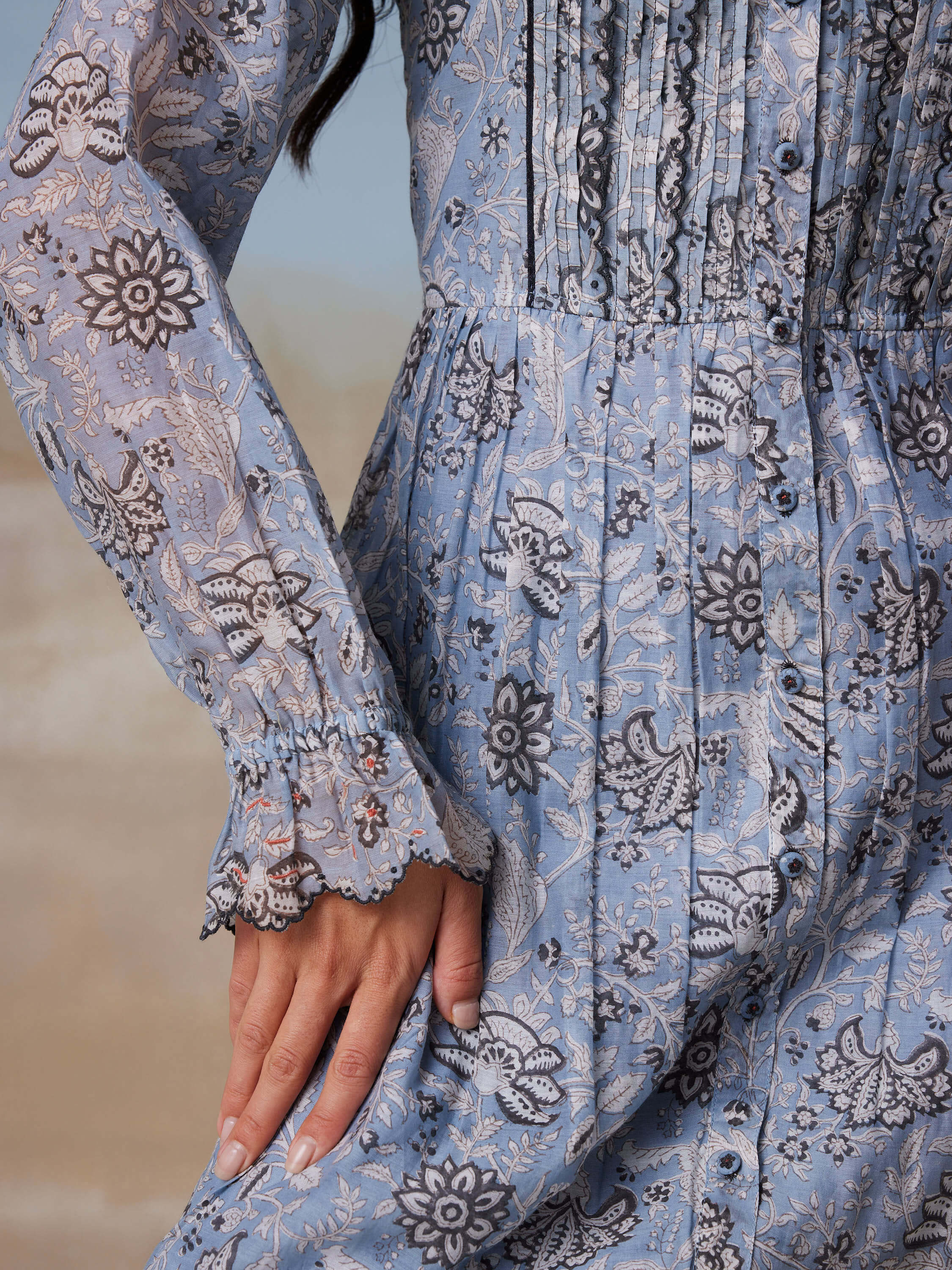 Blue Bird Peasant Dress - Image 7