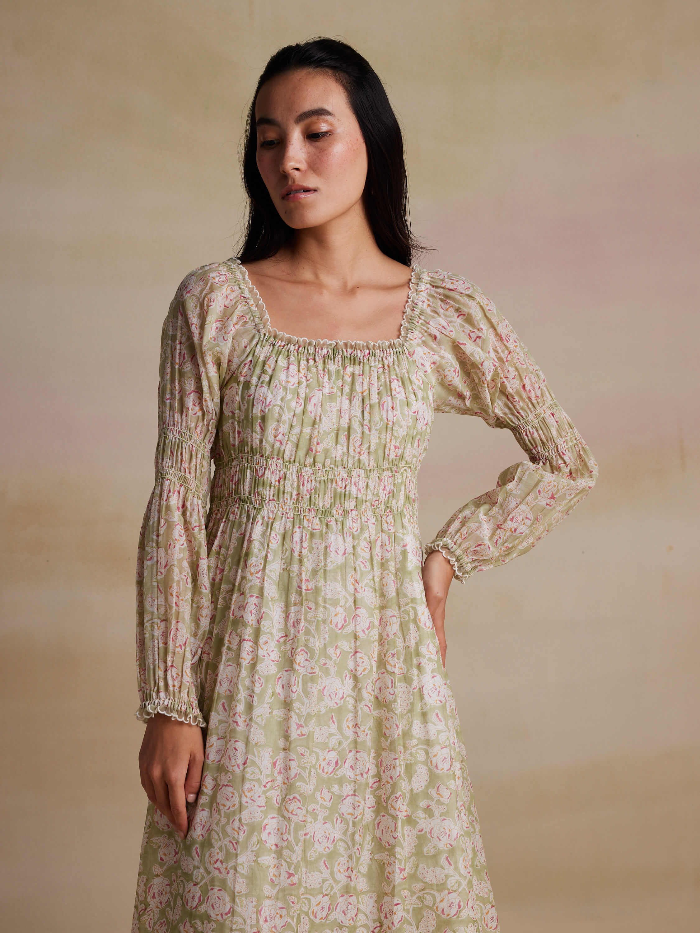 Jojoba Shirred Dress - Image 6