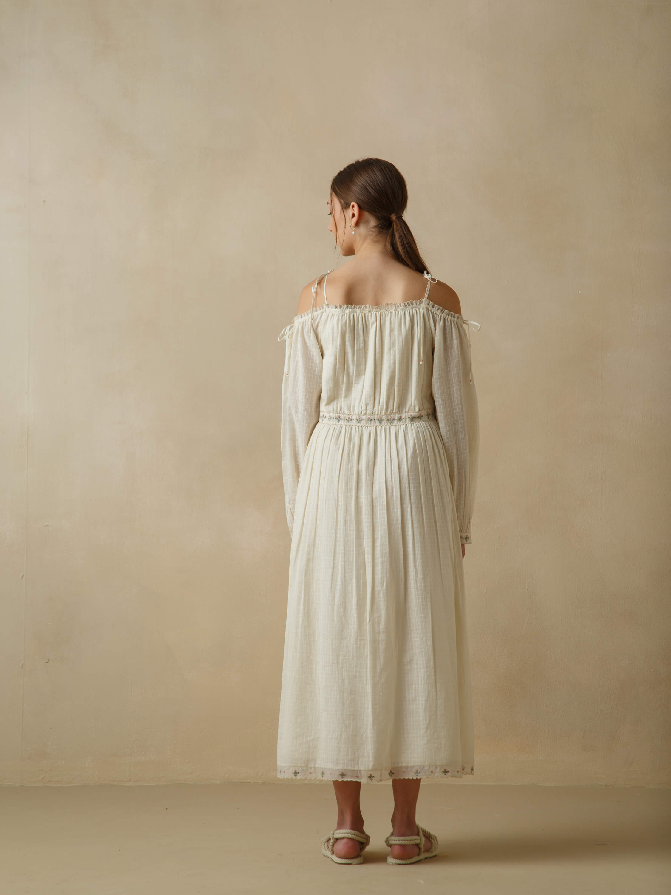 Off-shoulder Lawn Maxi Dress - Image 4