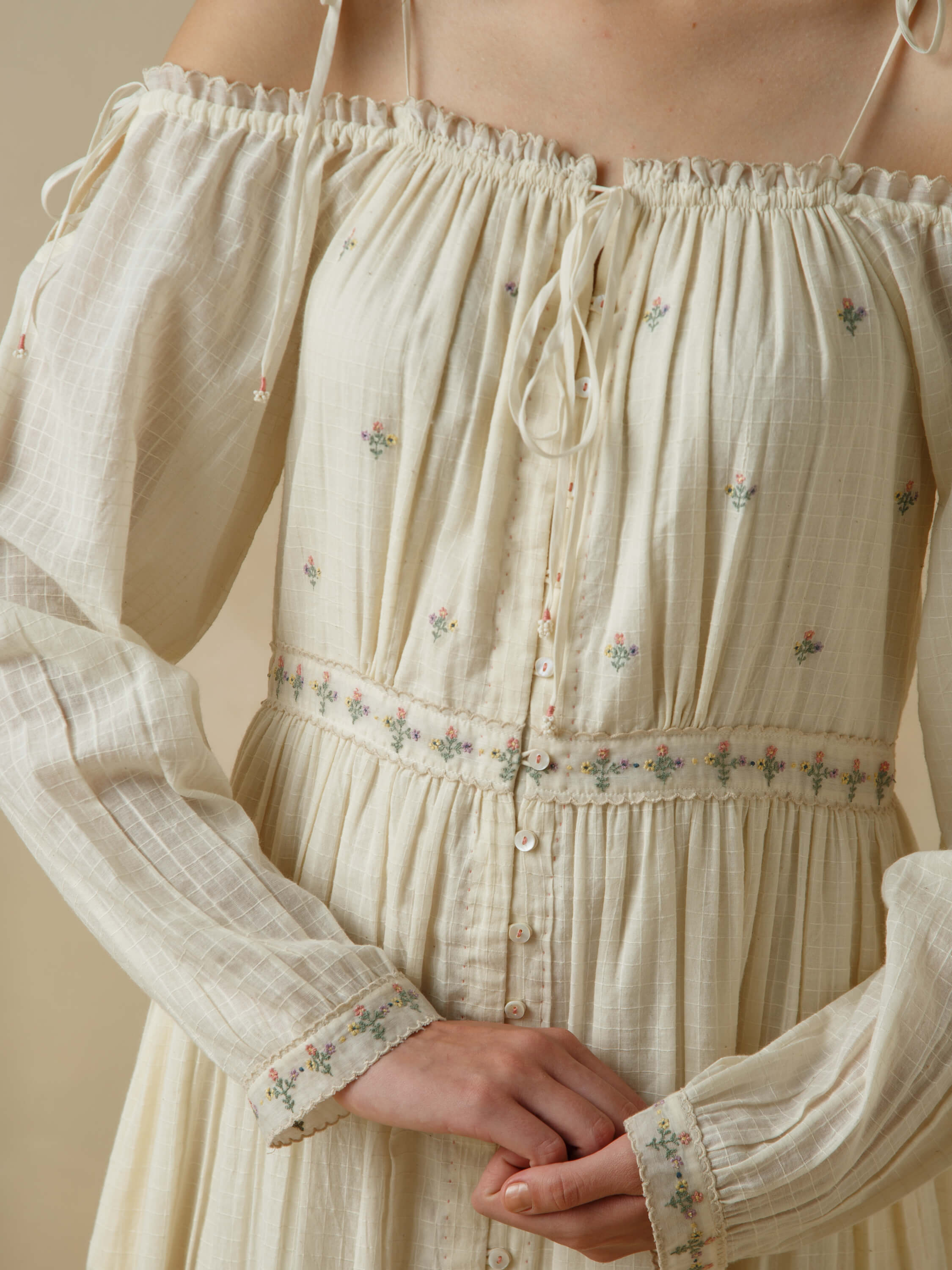 Off-shoulder Lawn Maxi Dress - Image 7