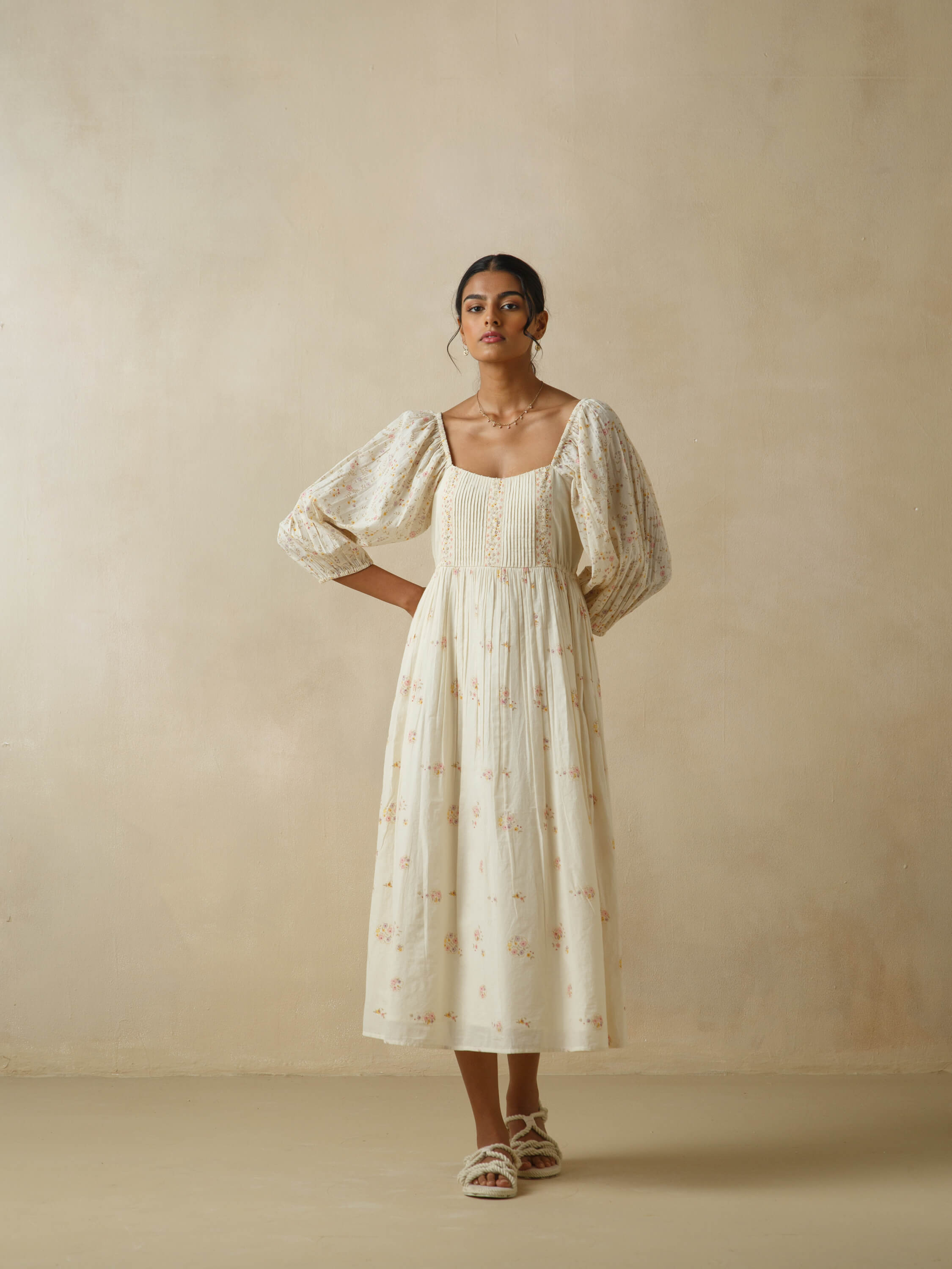 Pleated Heritage Midi Dress - Image 3