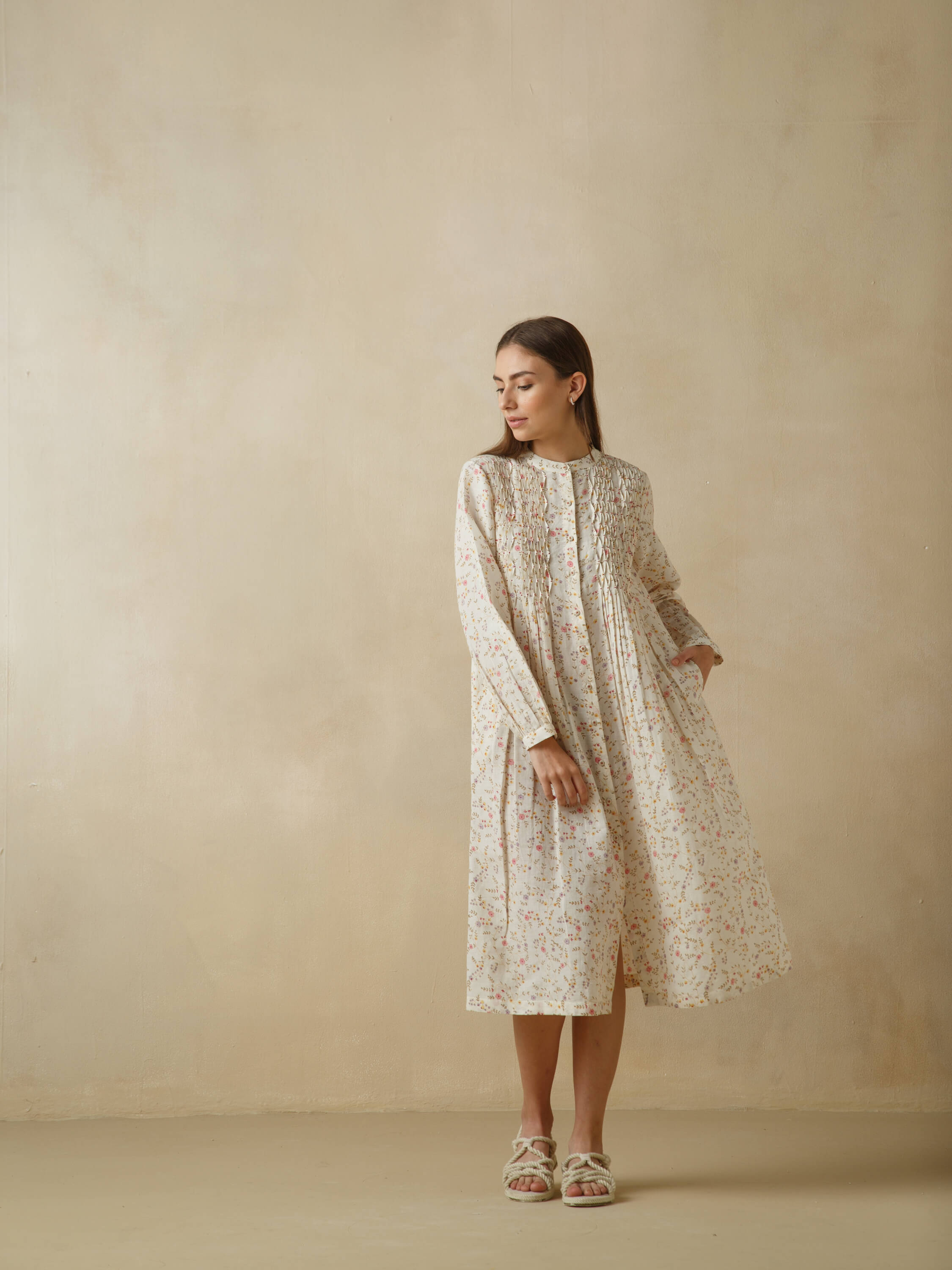 Smock Linen Shirt Dress - Image 5