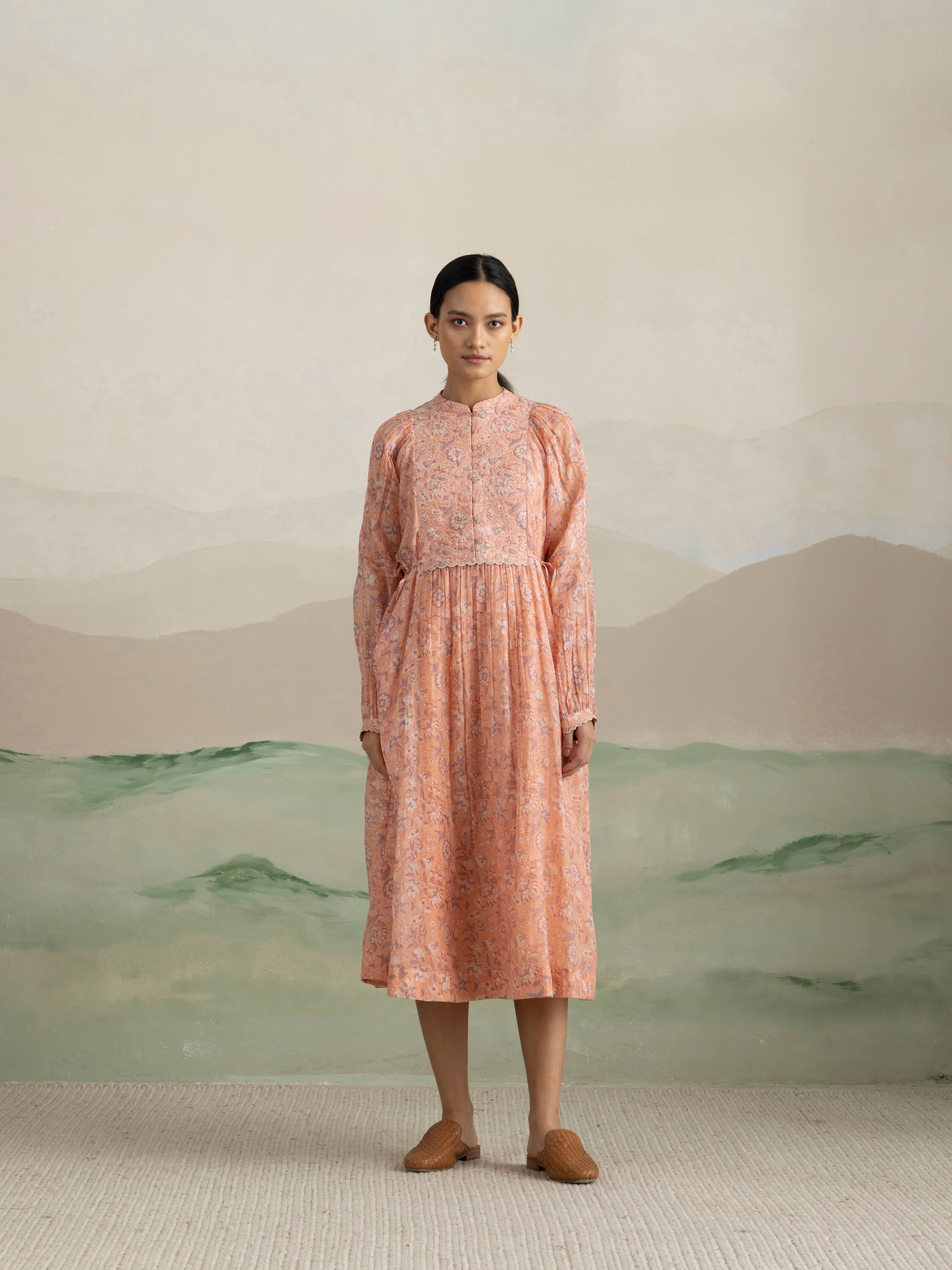 Juliet Peach Midi Dress - Image 2