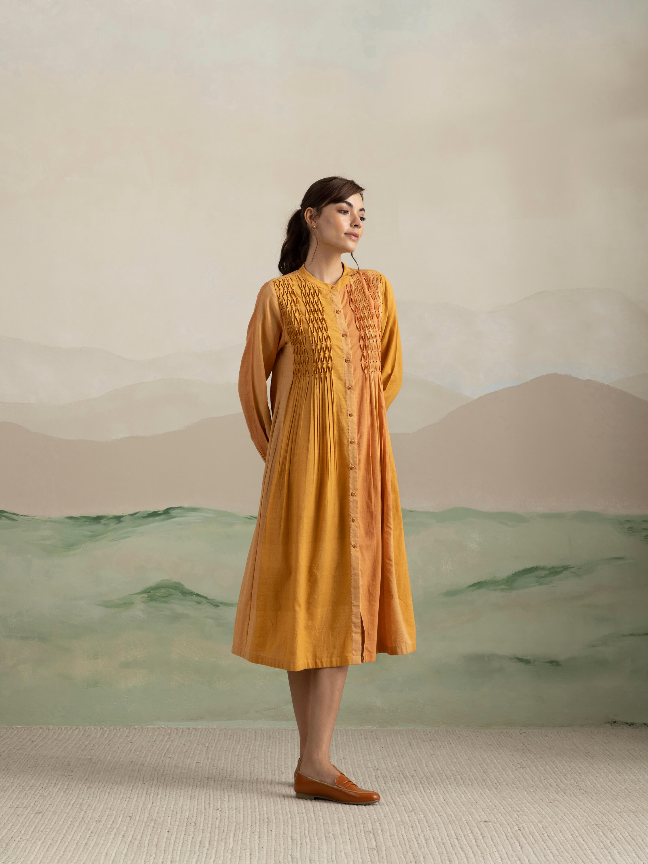 Autumn Leaves Smock Midi Dress - Image 3