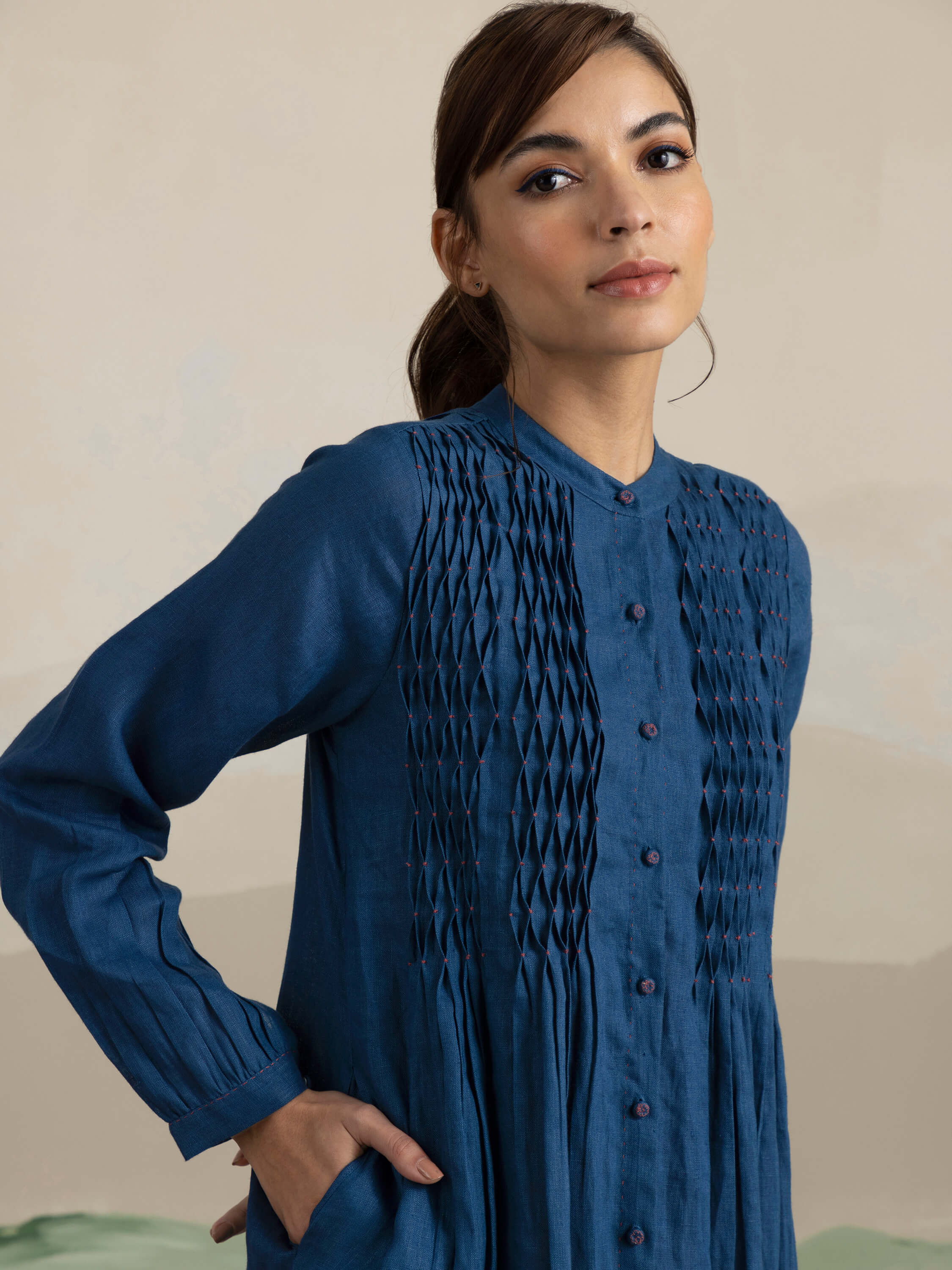 Blue Creek Smock Linen Midi Dress - Image 6