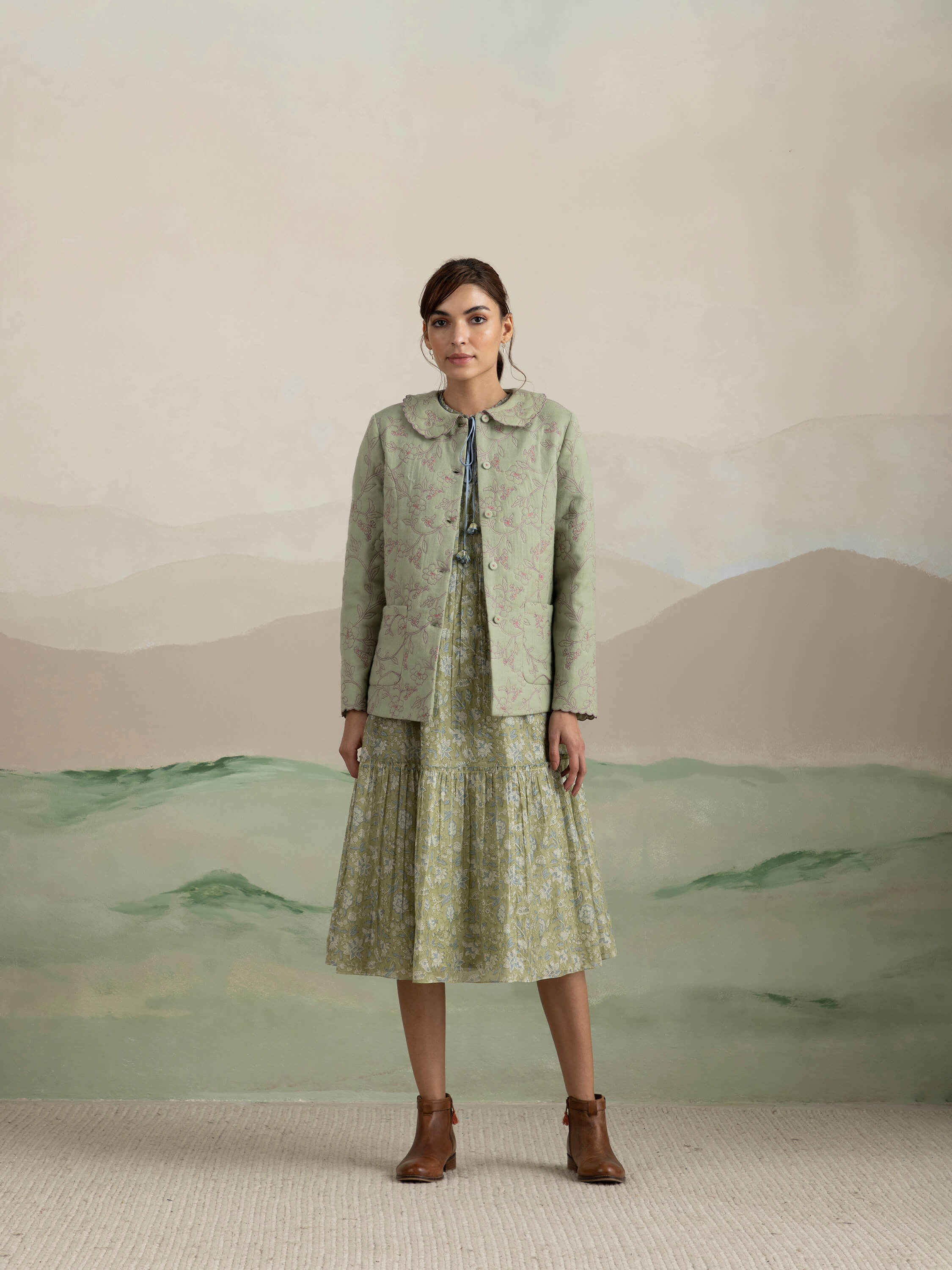 Moss Quilted Wool Jacket - Image 2