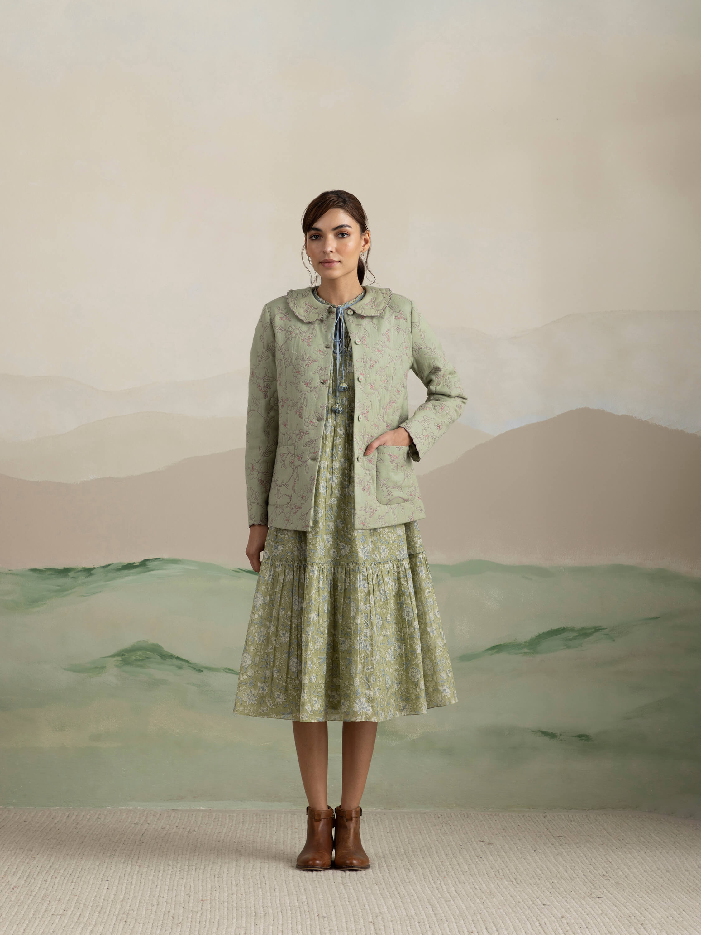 Moss Quilted Wool Jacket - Image 4