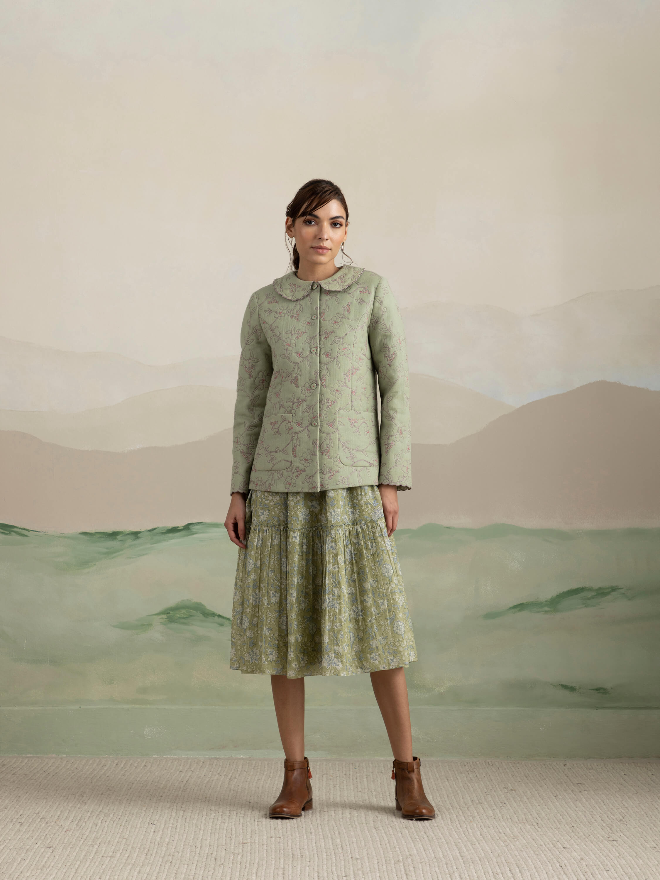 Moss Quilted Wool Jacket - Image 8