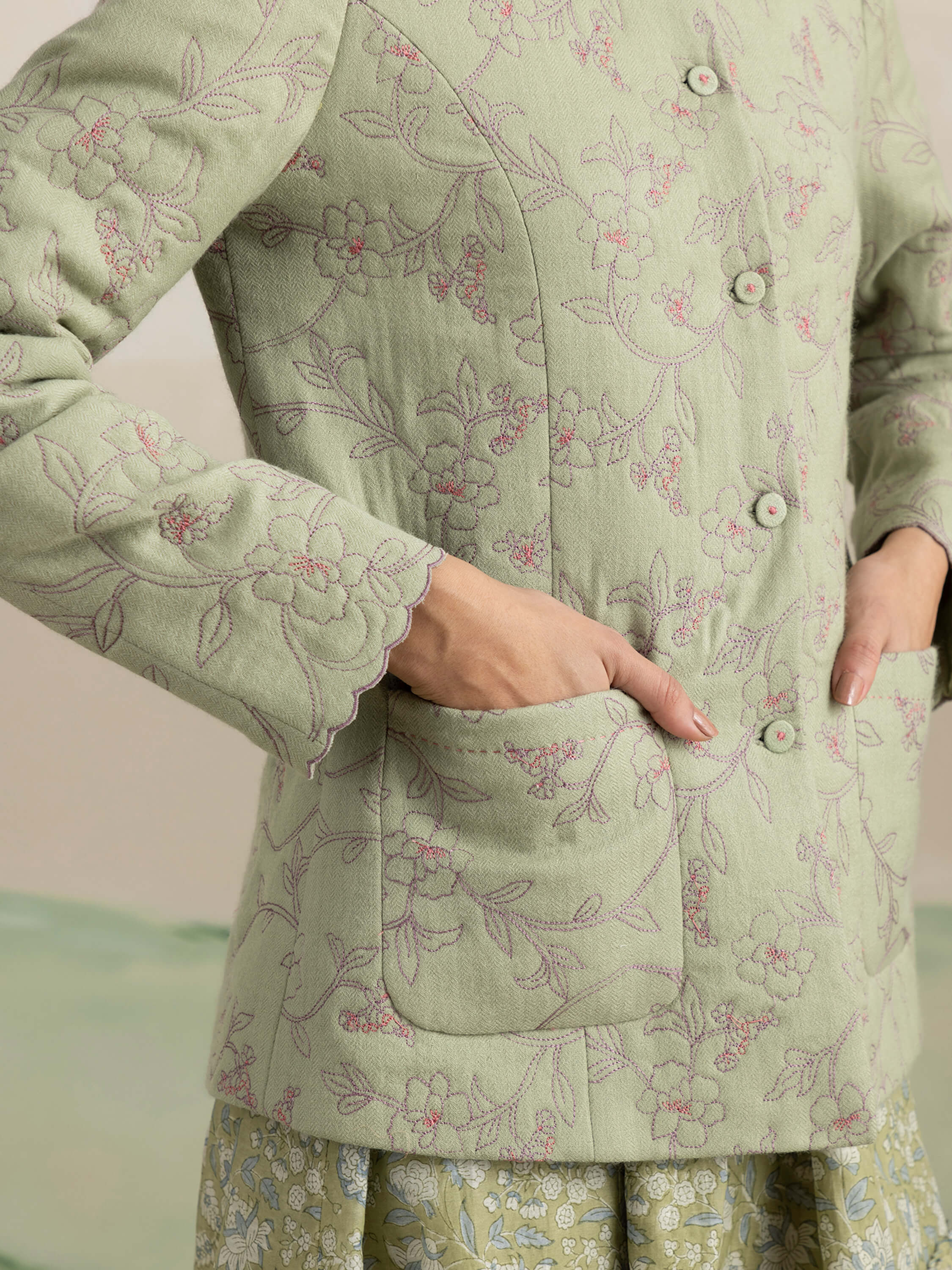 Moss Quilted Wool Jacket - Image 7